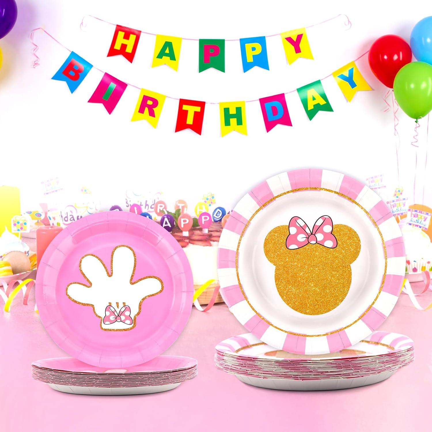 Juego de Vajilla de Fiesta Rosa 96 Piezas para 24 Invitados