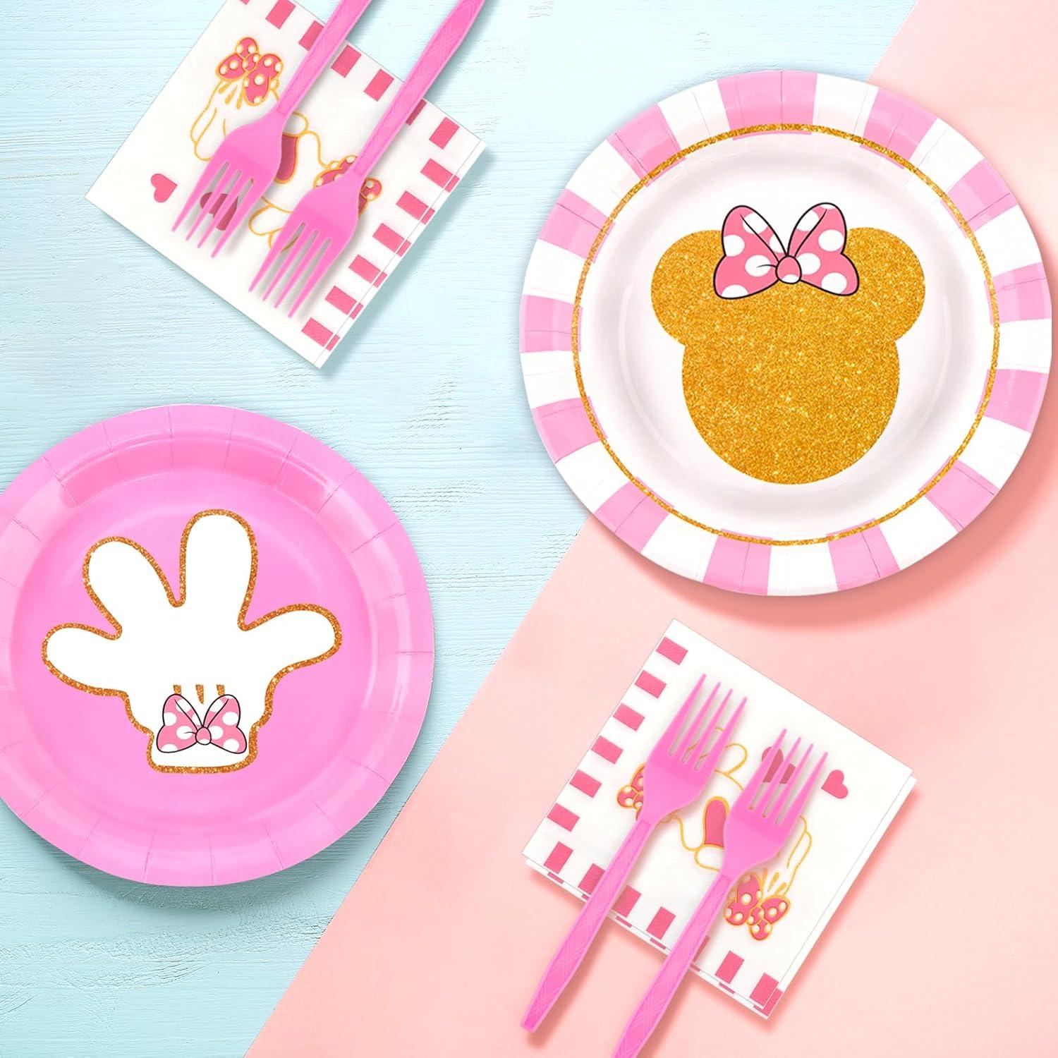 Juego de Vajilla de Fiesta Rosa 96 Piezas para 24 Invitados