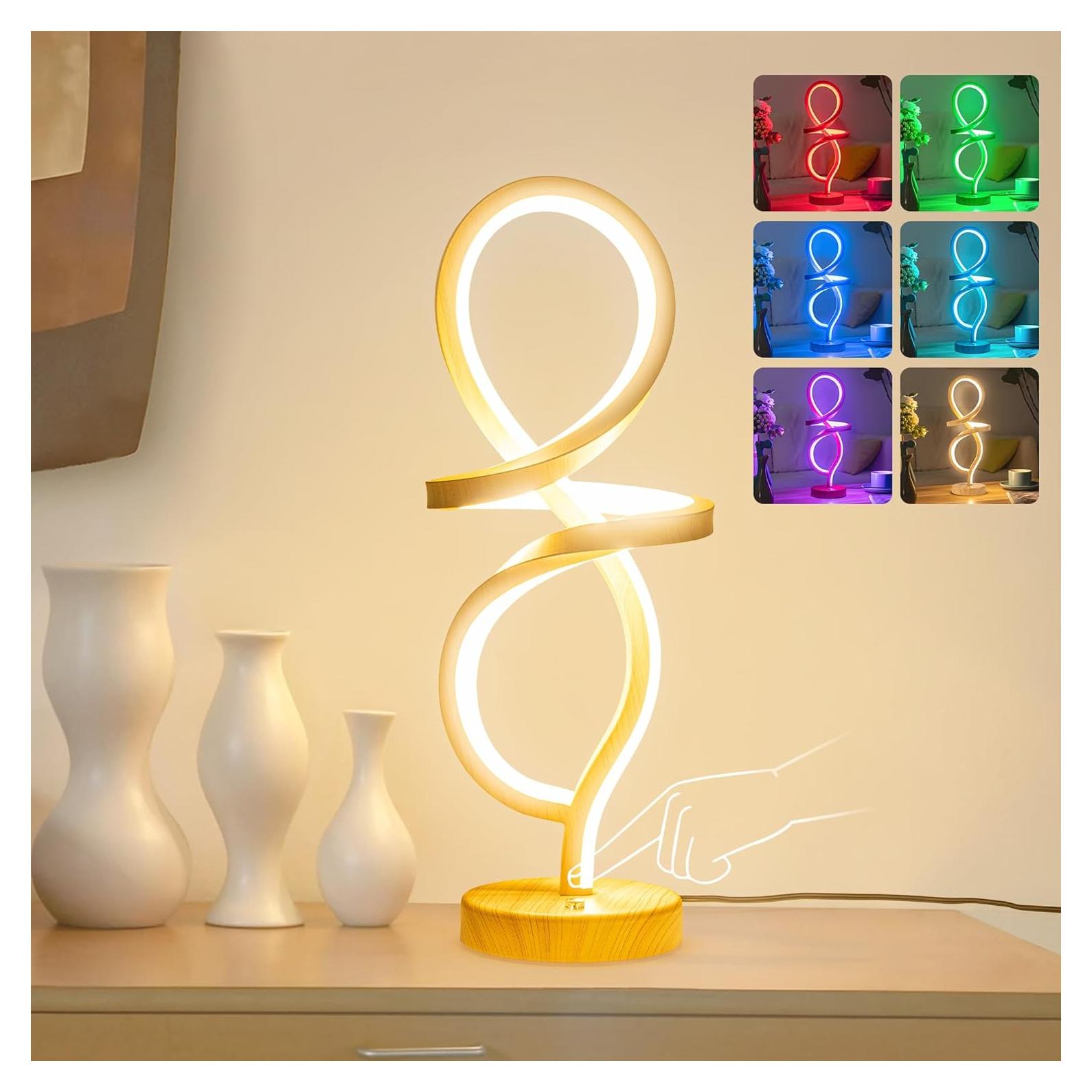 Lámpara de Mesa LED Regulable Mayful, Espiral RGB 15W