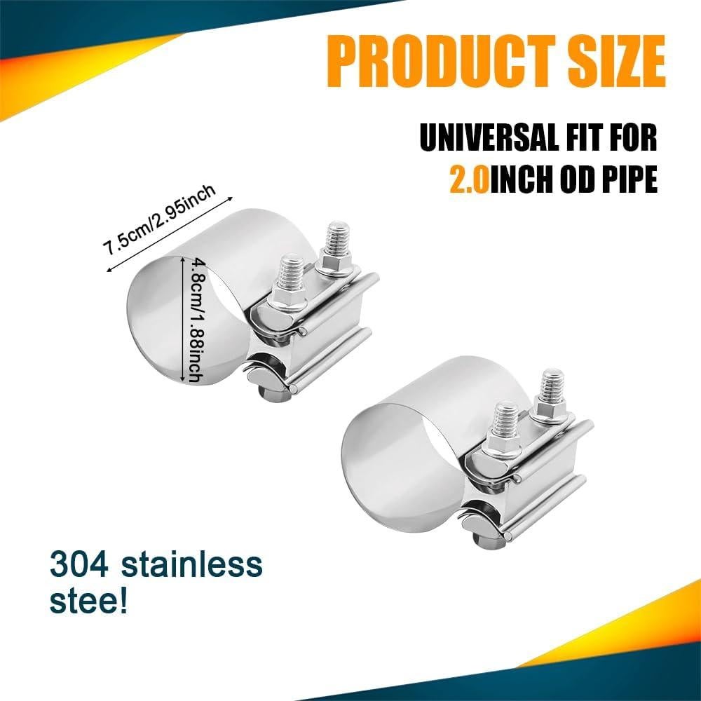 Abrazadera de escape RGOAANC 2" acero inoxidable 304 - 2 unidades