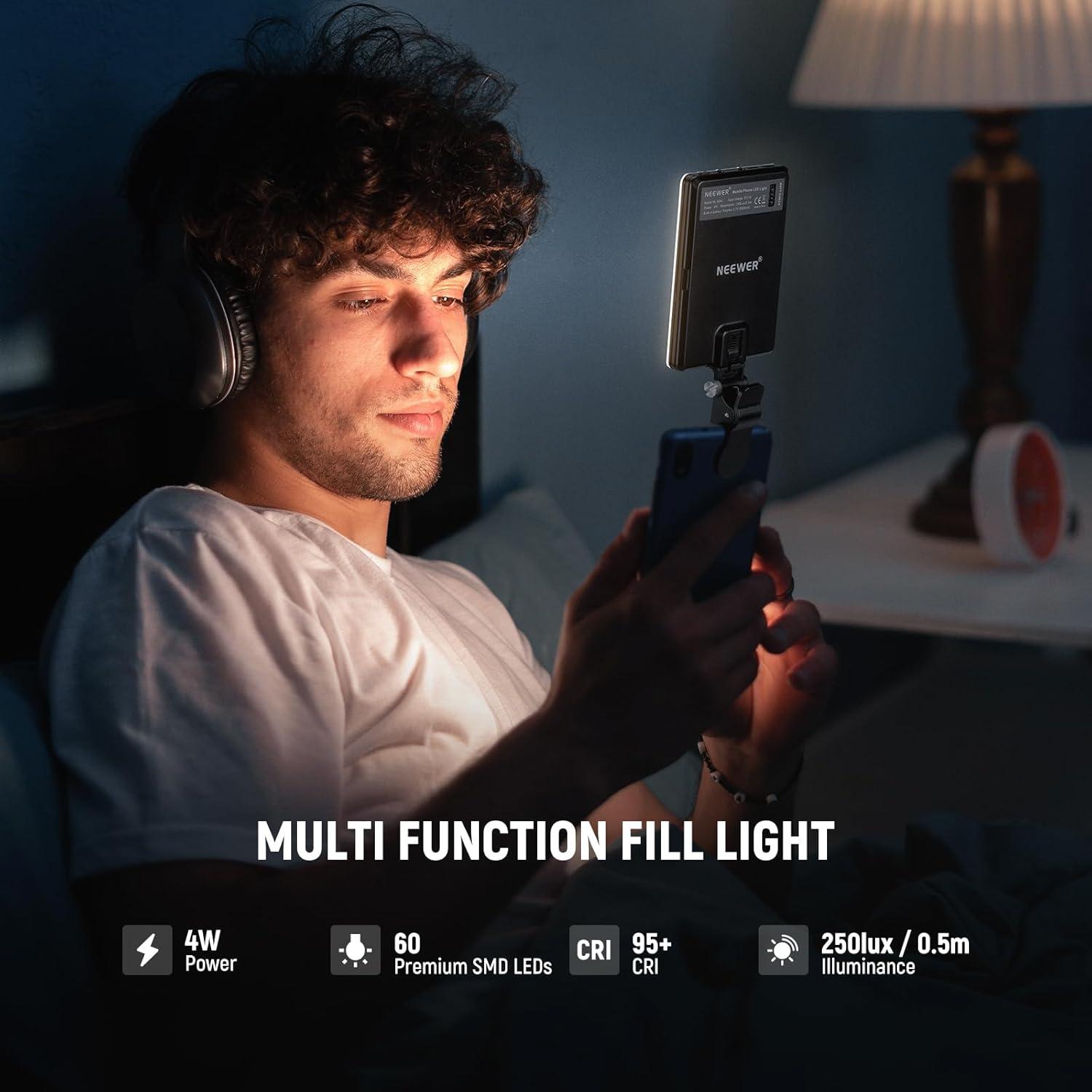 Luz LED de Selfie NEEWER NL-60AI Recargable 2000mAh