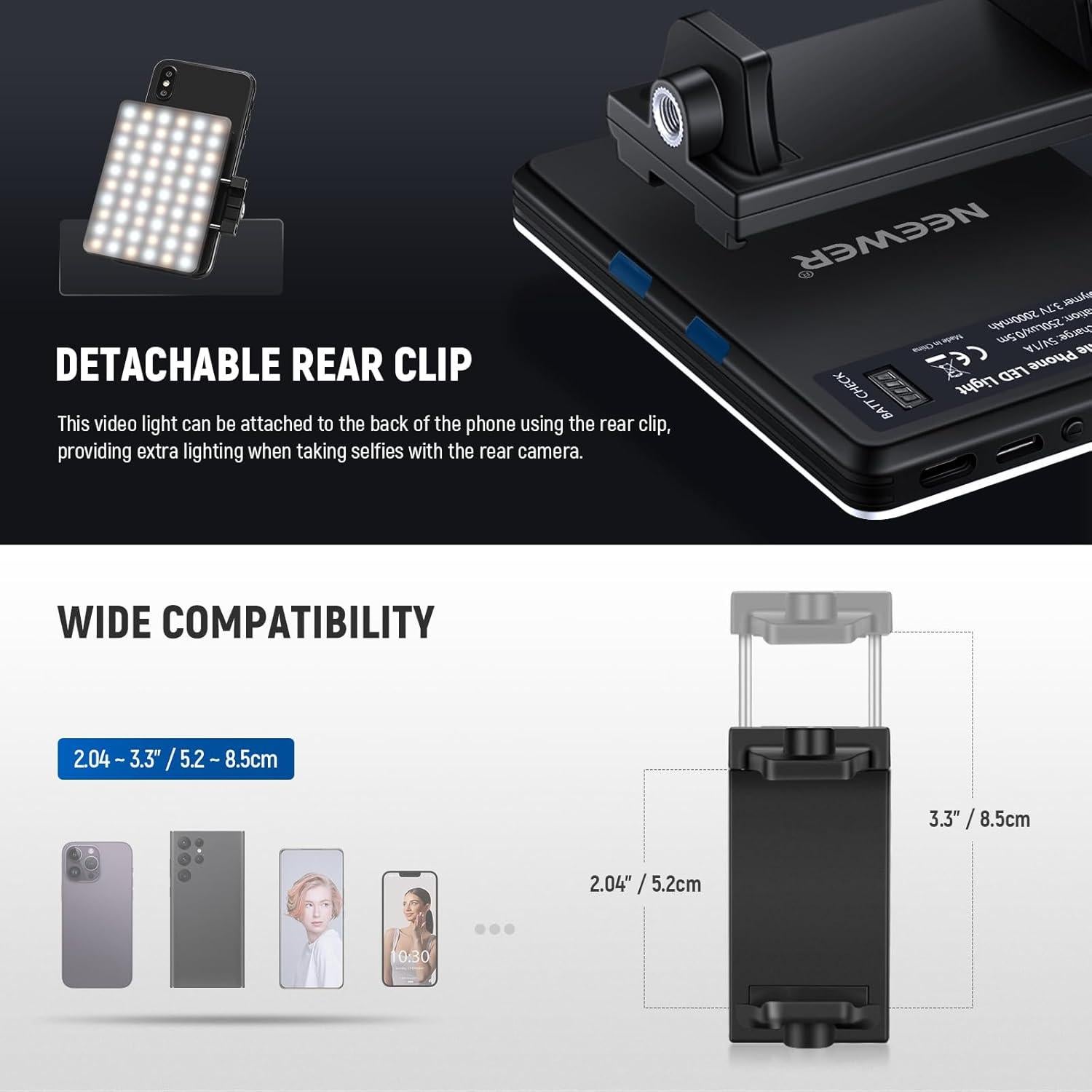 Luz LED de Selfie NEEWER NL-60AI Recargable 2000mAh