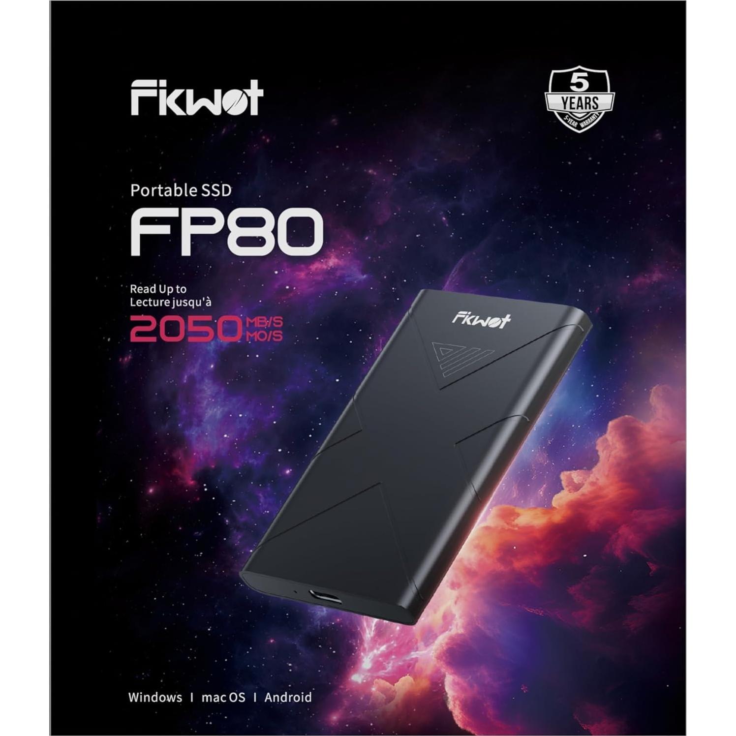 SSD Externo Fikwot FP80 500GB USB 3.2, 2000MB/s, Compatible PS5