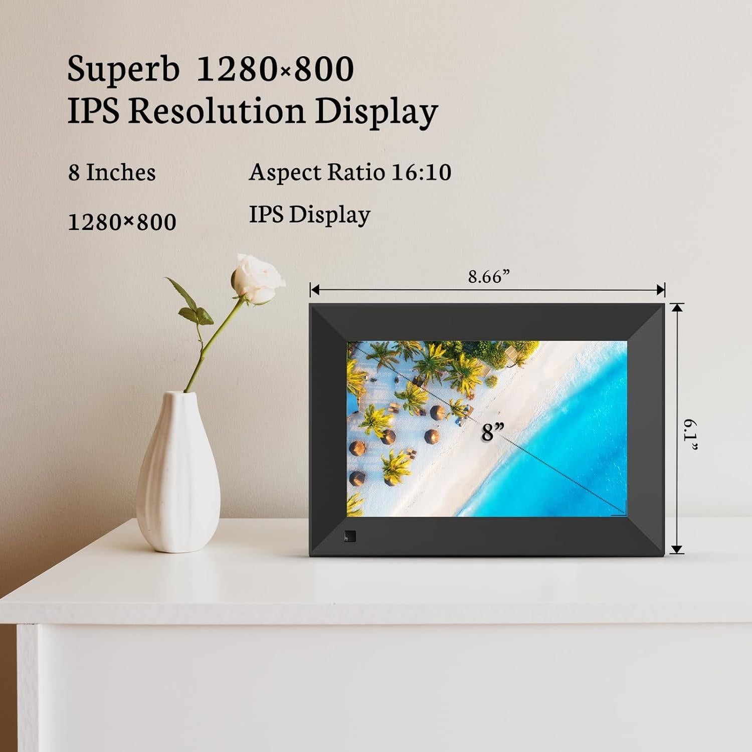 Marco de Fotos Digital BSIMB 8" HD WiFi 16GB Pantalla Táctil