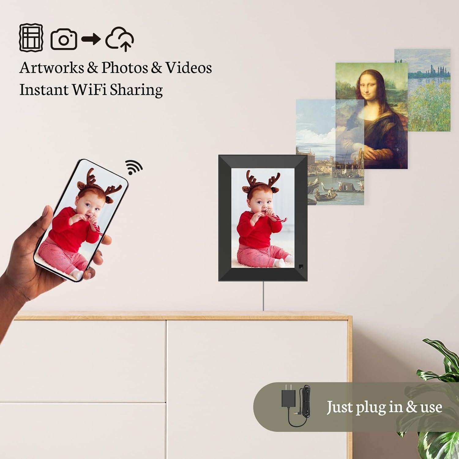 Marco de Fotos Digital BSIMB 8" HD WiFi 16GB Pantalla Táctil