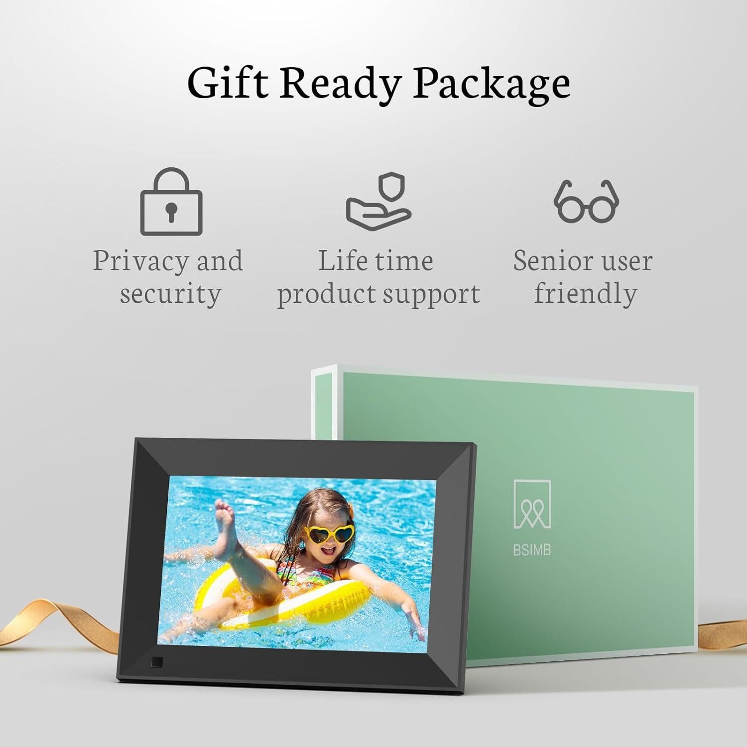 Marco de Fotos Digital BSIMB 8" HD WiFi 16GB Pantalla Táctil