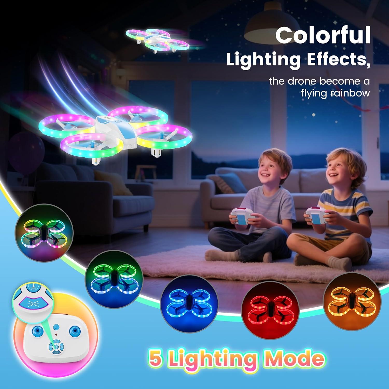 Mini Drone RC Dacene X65 para Niños con LED y Protección