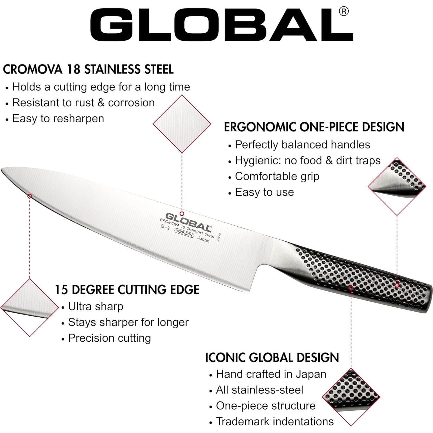 Cuchillo de Chef Global G-2 20 cm Acero Inoxidable Japonés