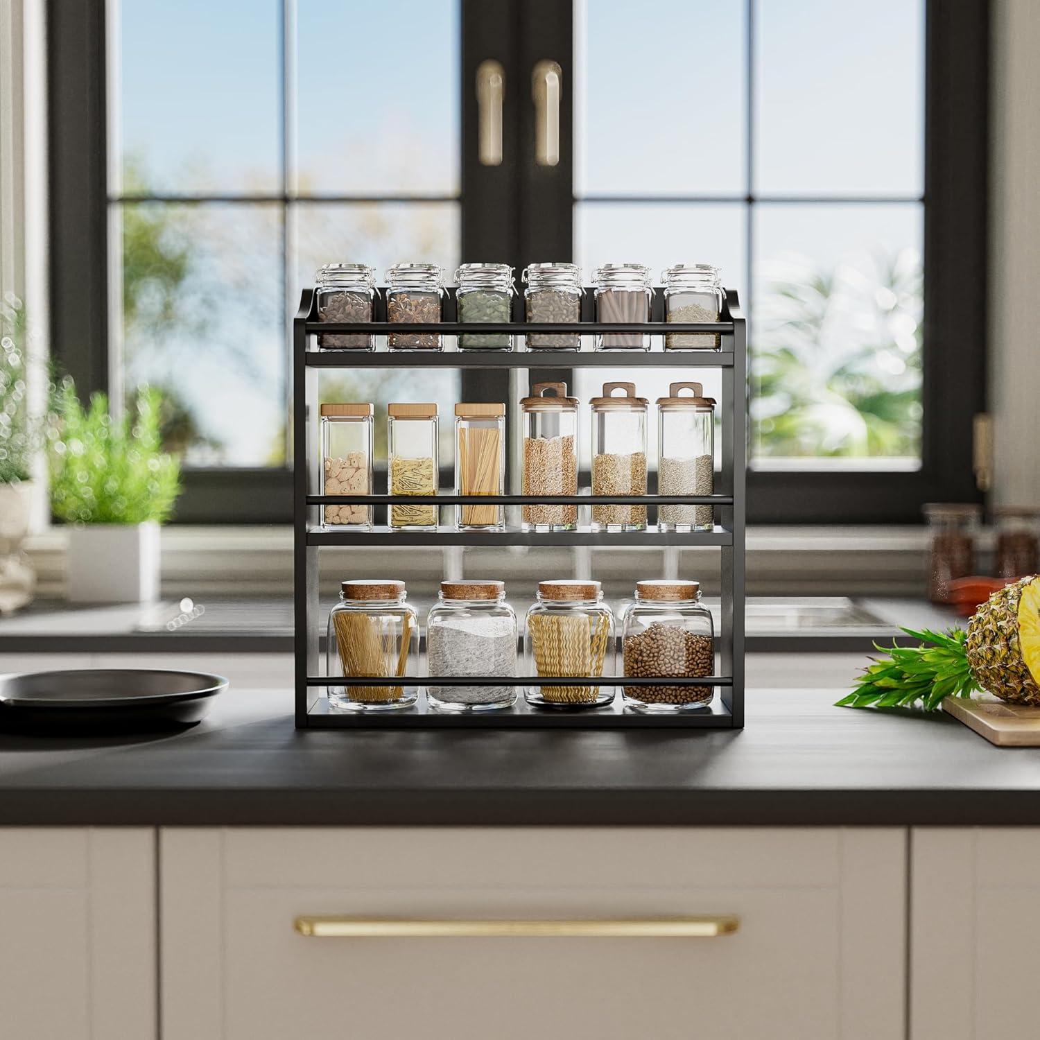 Soporte para Especias de Bambú STELLSTAR 3 Niveles Negro