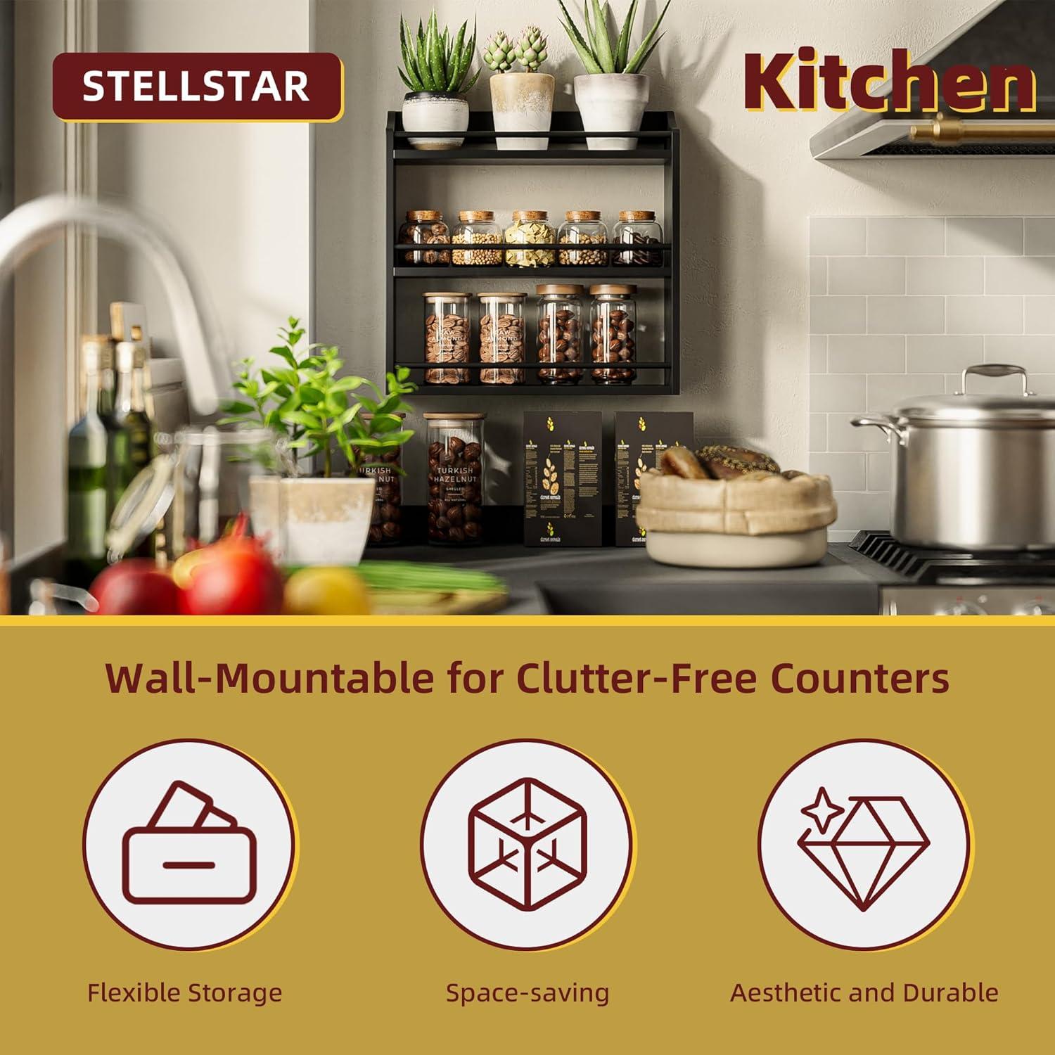 Soporte para Especias de Bambú STELLSTAR 3 Niveles Negro