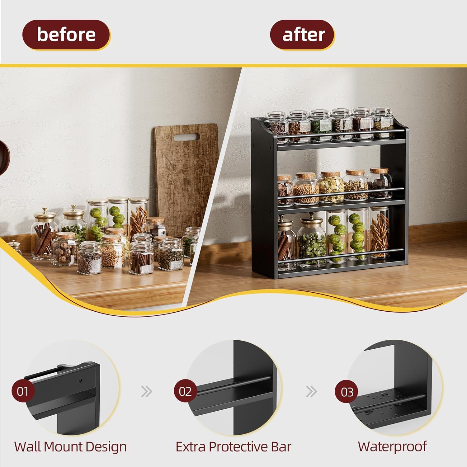 Soporte para Especias de Bambú STELLSTAR 3 Niveles Negro