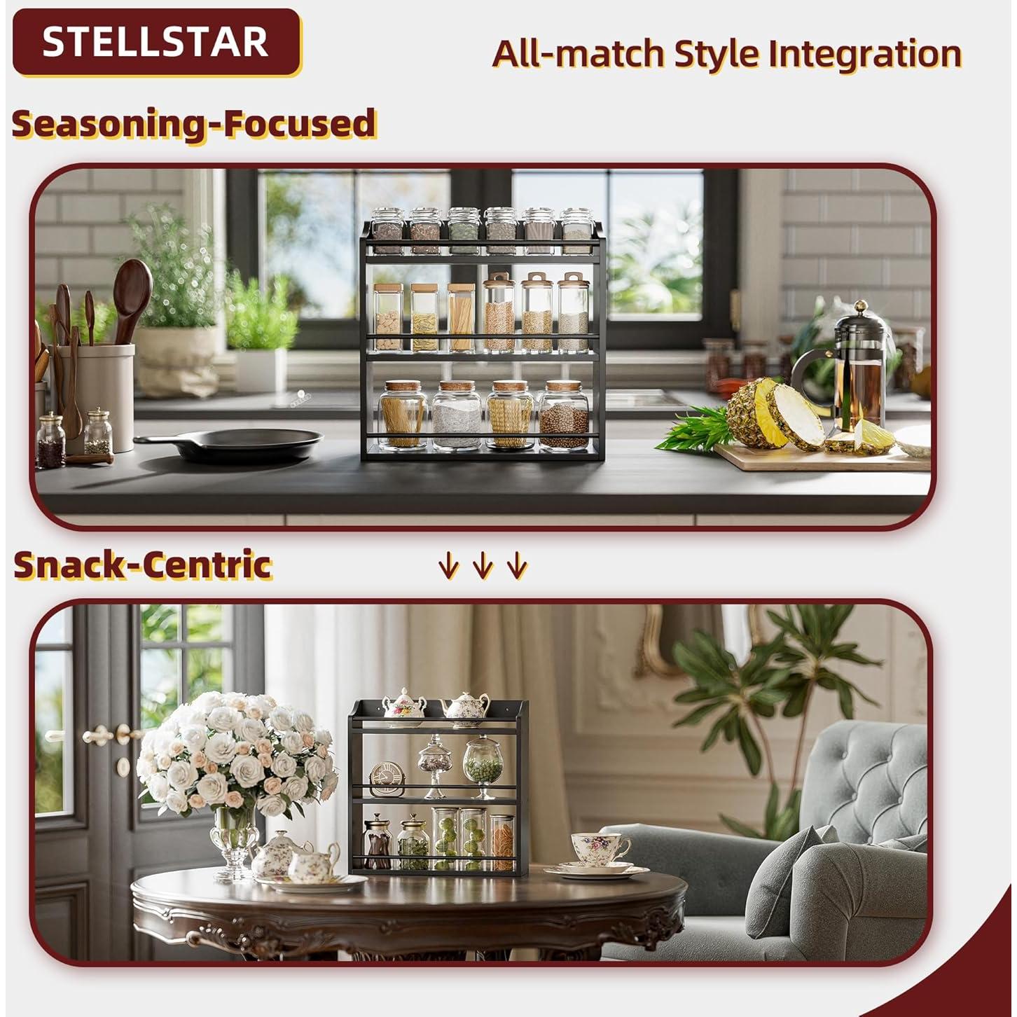 Soporte para Especias de Bambú STELLSTAR 3 Niveles Negro