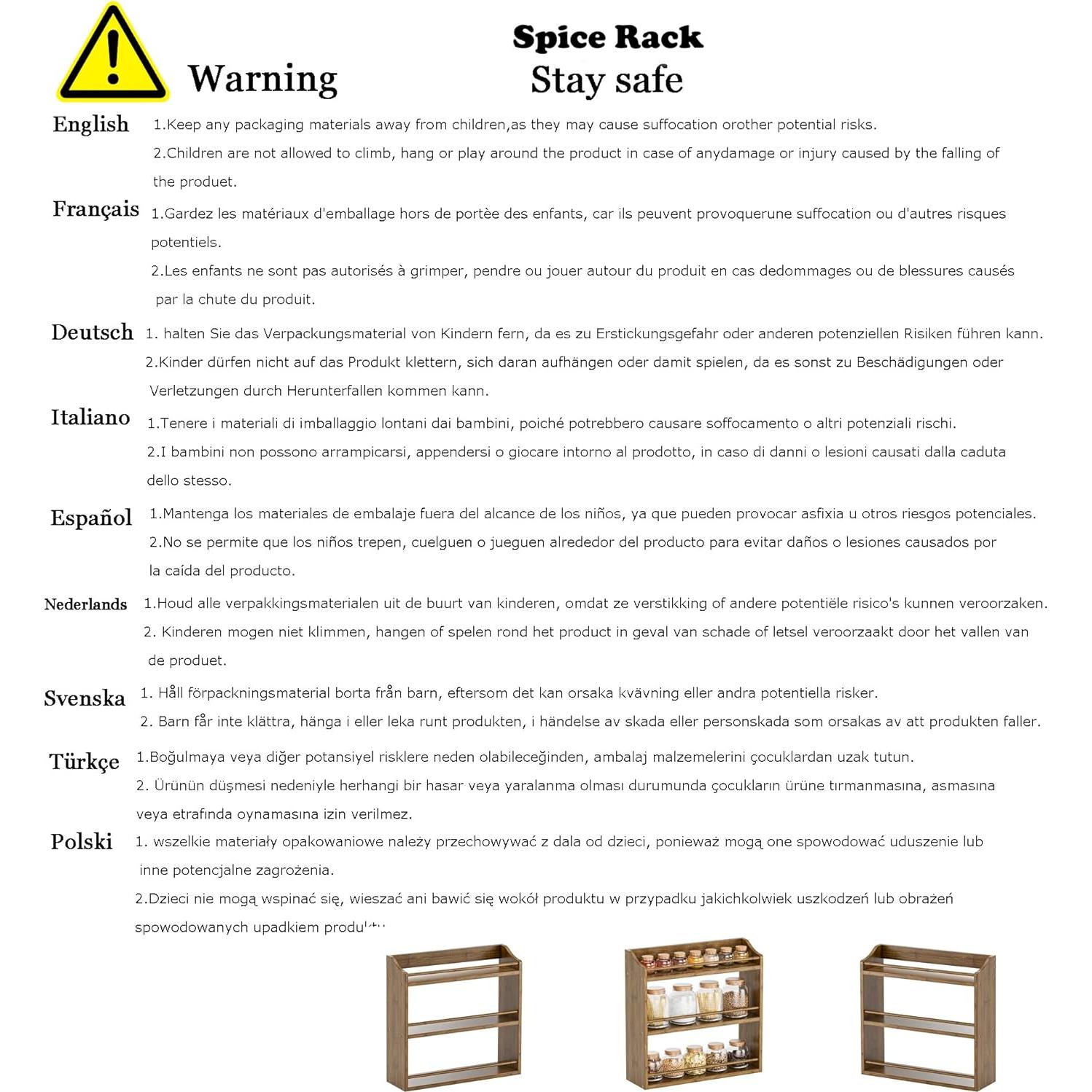 Soporte para Especias de Bambú STELLSTAR 3 Niveles Negro