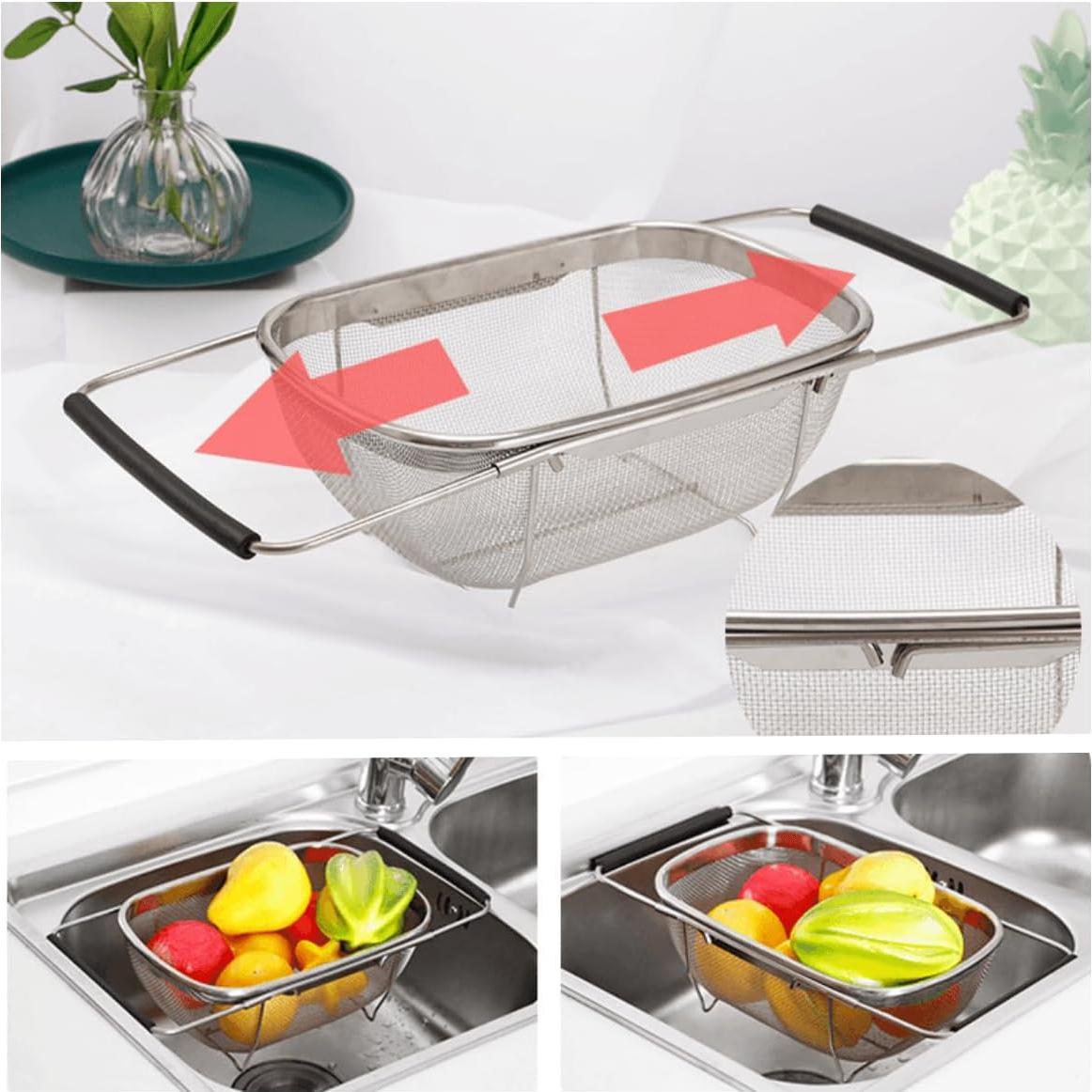 Canasta Coladora Ovalada Supercap 4qt Acero Inoxidable Expandible