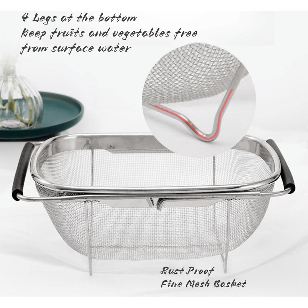 Canasta Coladora Ovalada Supercap 4qt Acero Inoxidable Expandible