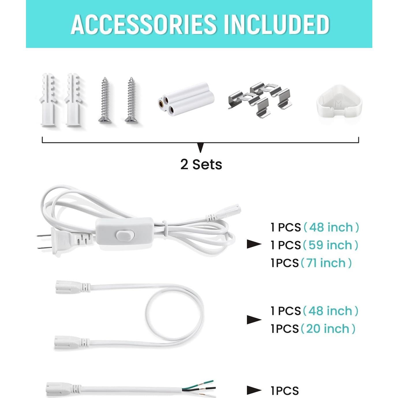 Luz LED de Taller 4FT 20W 2300LM SUNLINKCO - 2 Paquete
