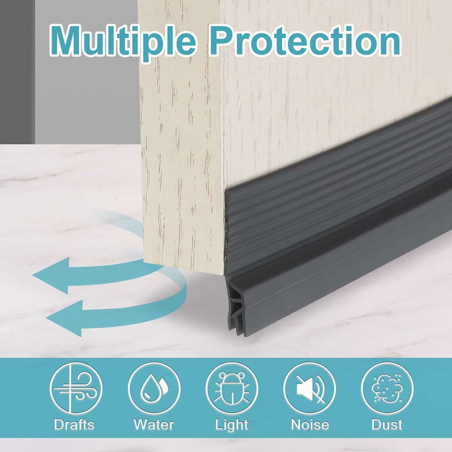 Tapón de Corrientes de Aire uxcell 4 cm x 2 m Aislante Negro Gris