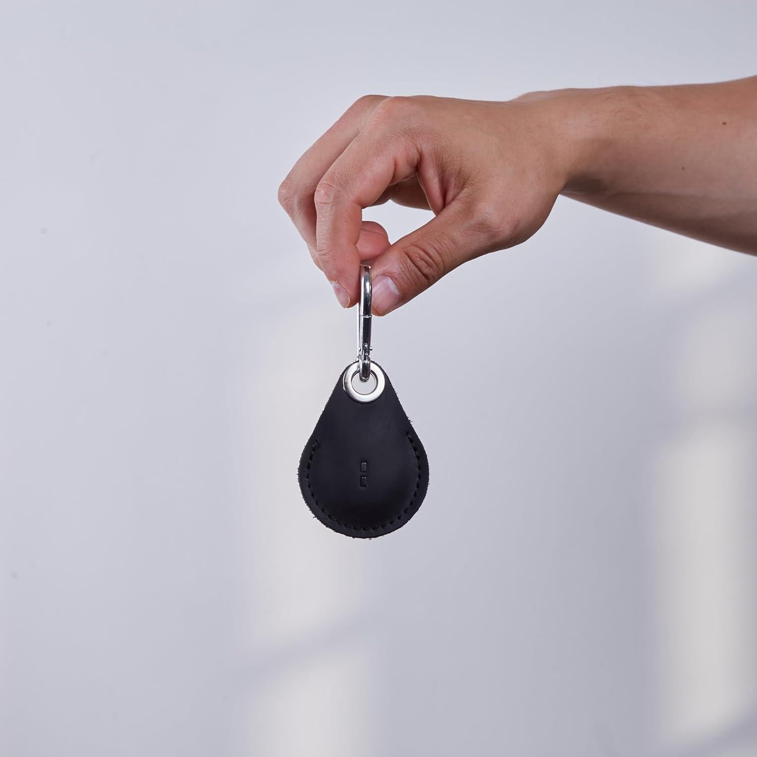 Soporte de Llave de Cuero Genuino INCARNE para Airtag Negro