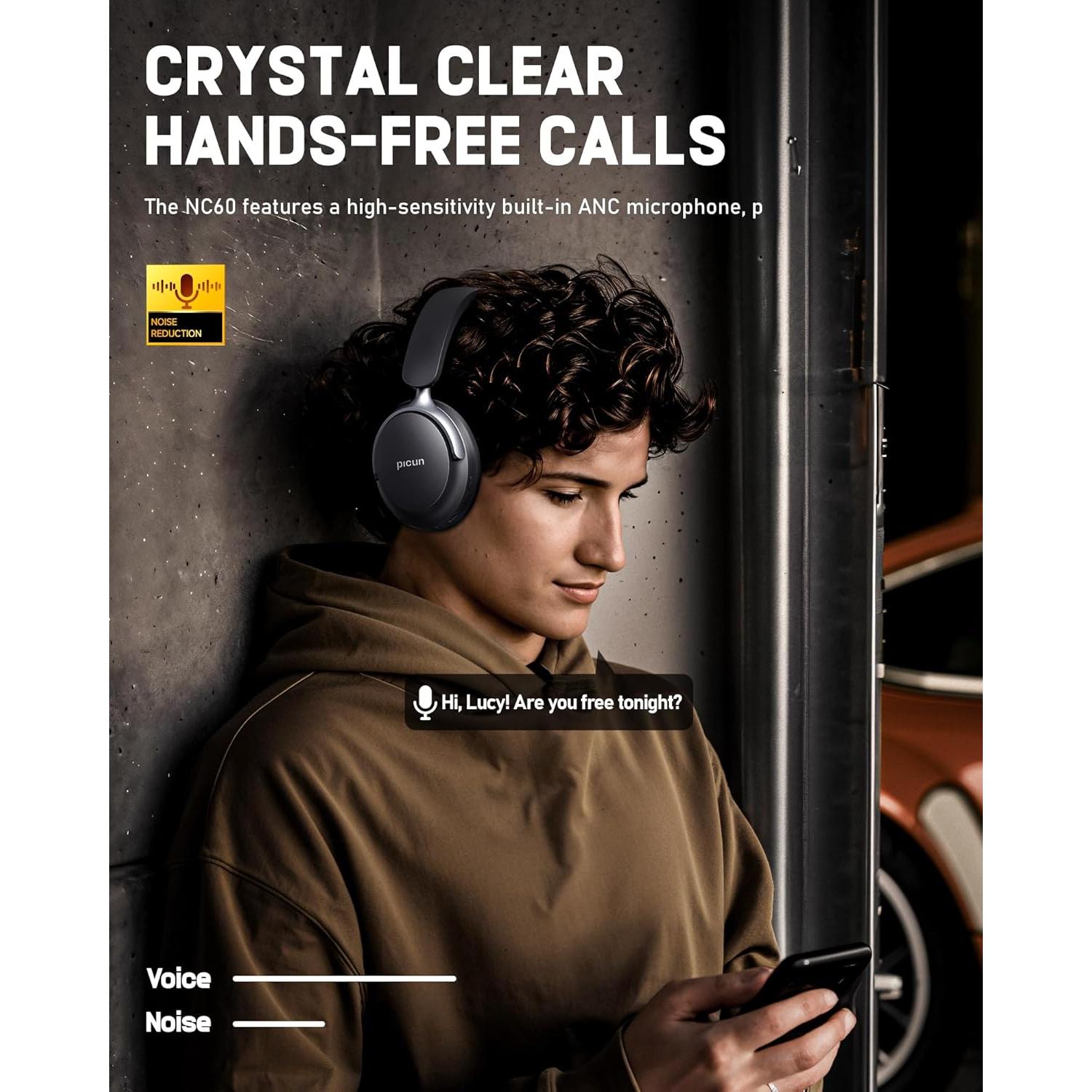 Auriculares Picun NC60 Inalámbricos con ANC, 80H, Bluetooth 5.4