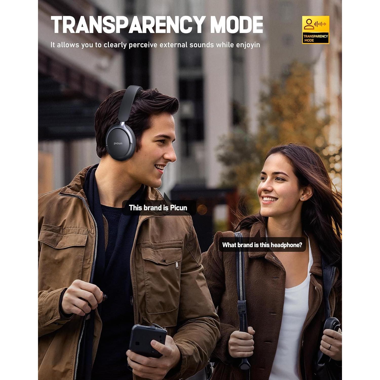 Auriculares Picun NC60 Inalámbricos con ANC, 80H, Bluetooth 5.4