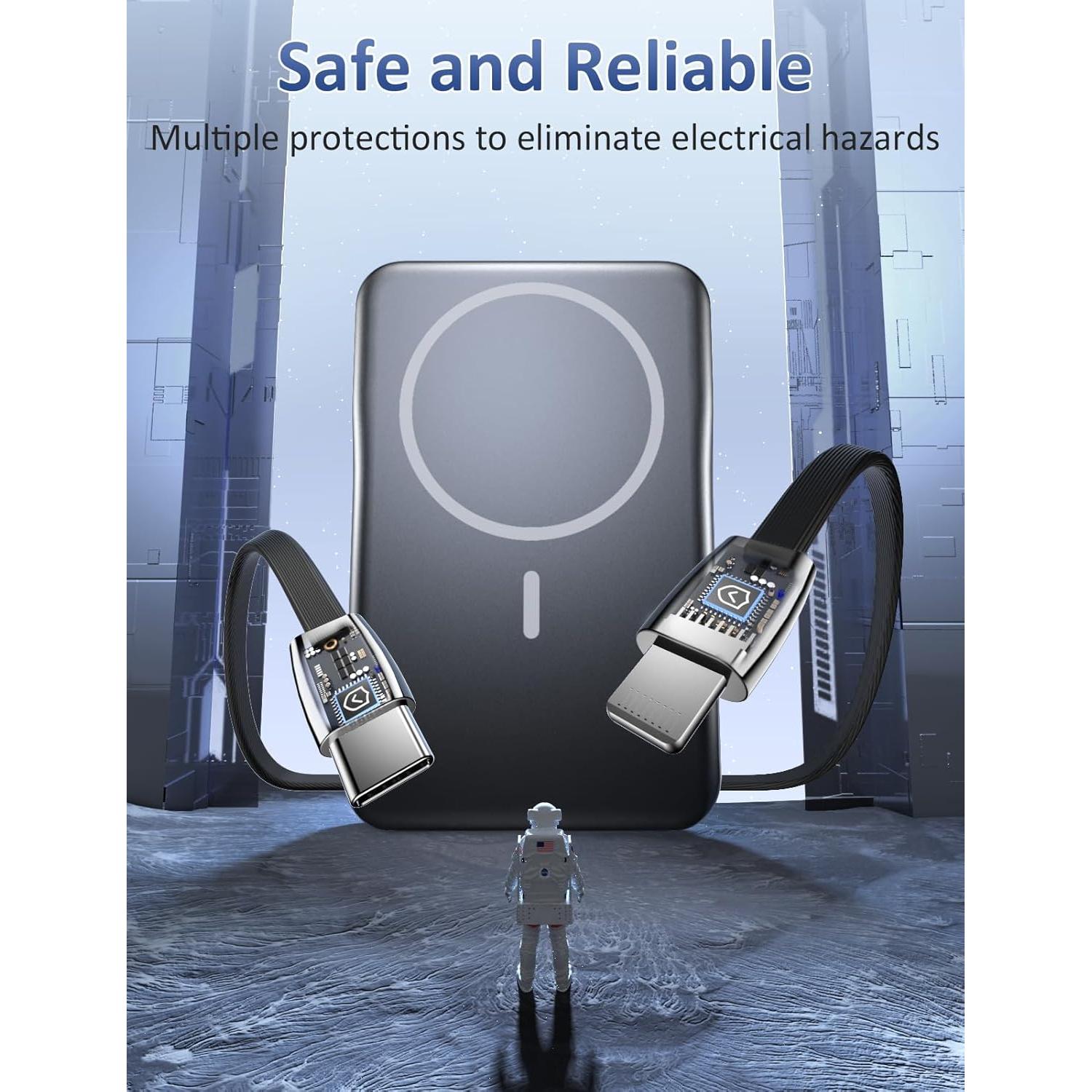 Cargador Portátil Magnético 10000mAh 20W con Cable - iPhone/Samsung