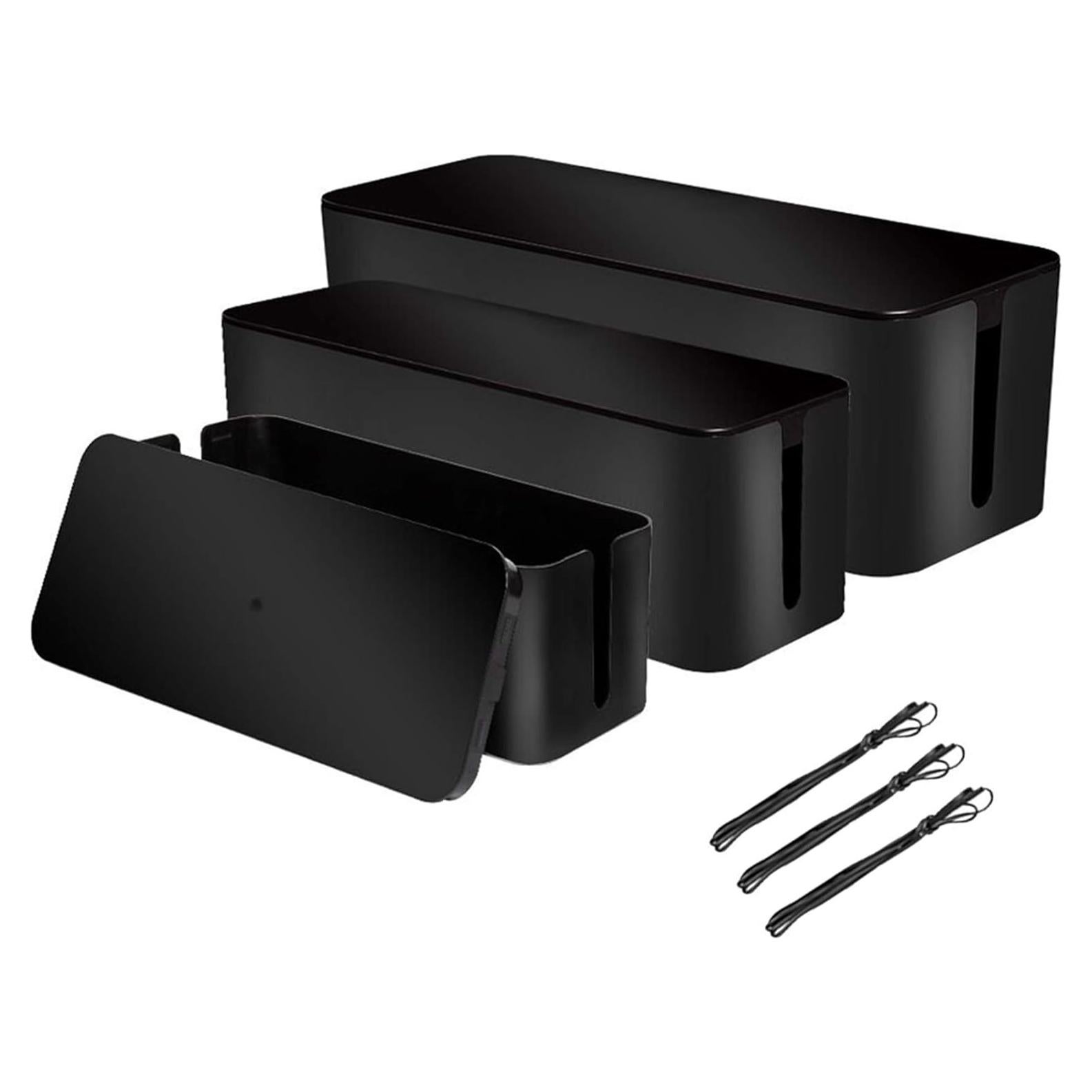 Conjunto de 3 Cajas Organizadoras de Cables JUNGFORD - Negro