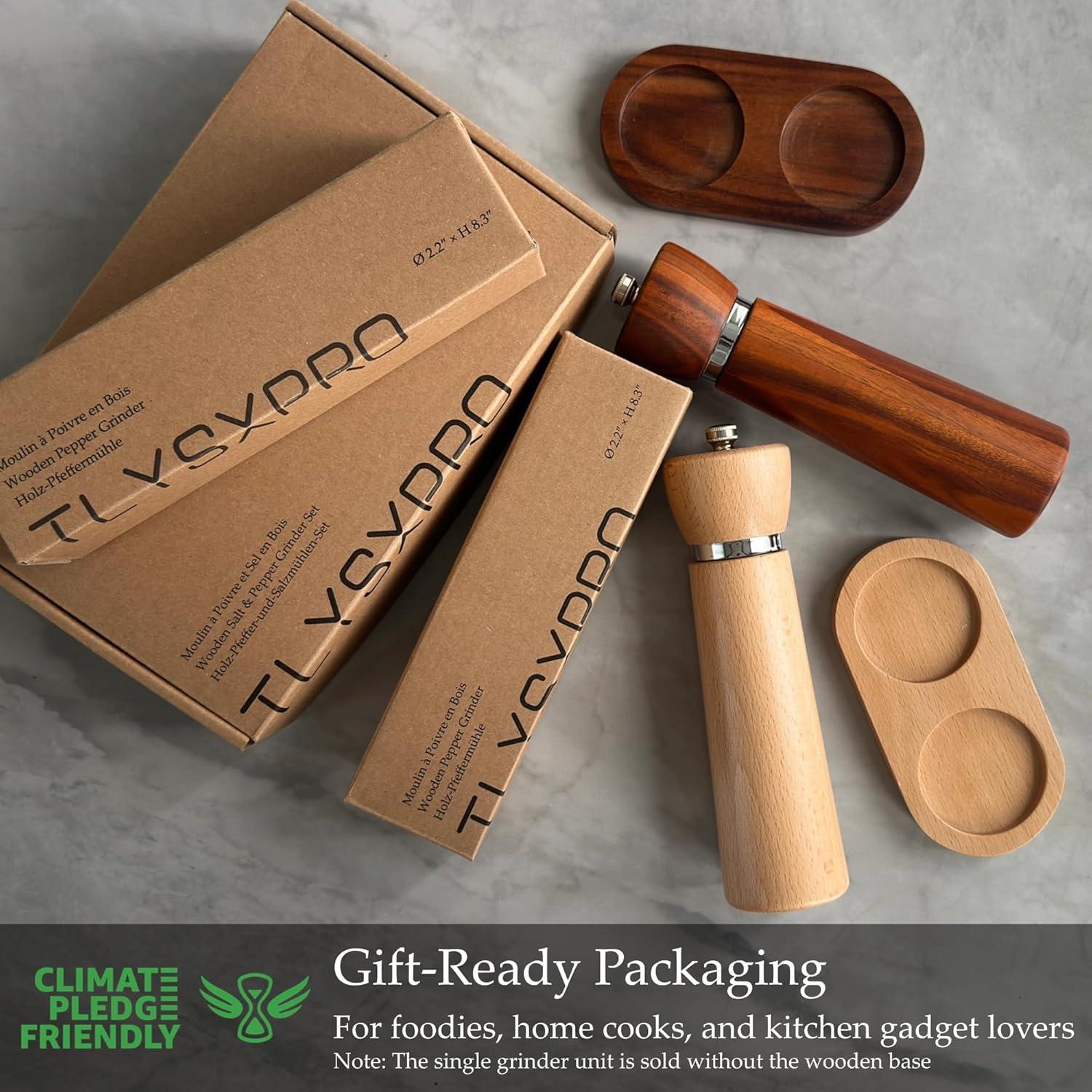 Juego de Molinillos de Sal y Pimienta TLYSXPRO Acacia 21 cm