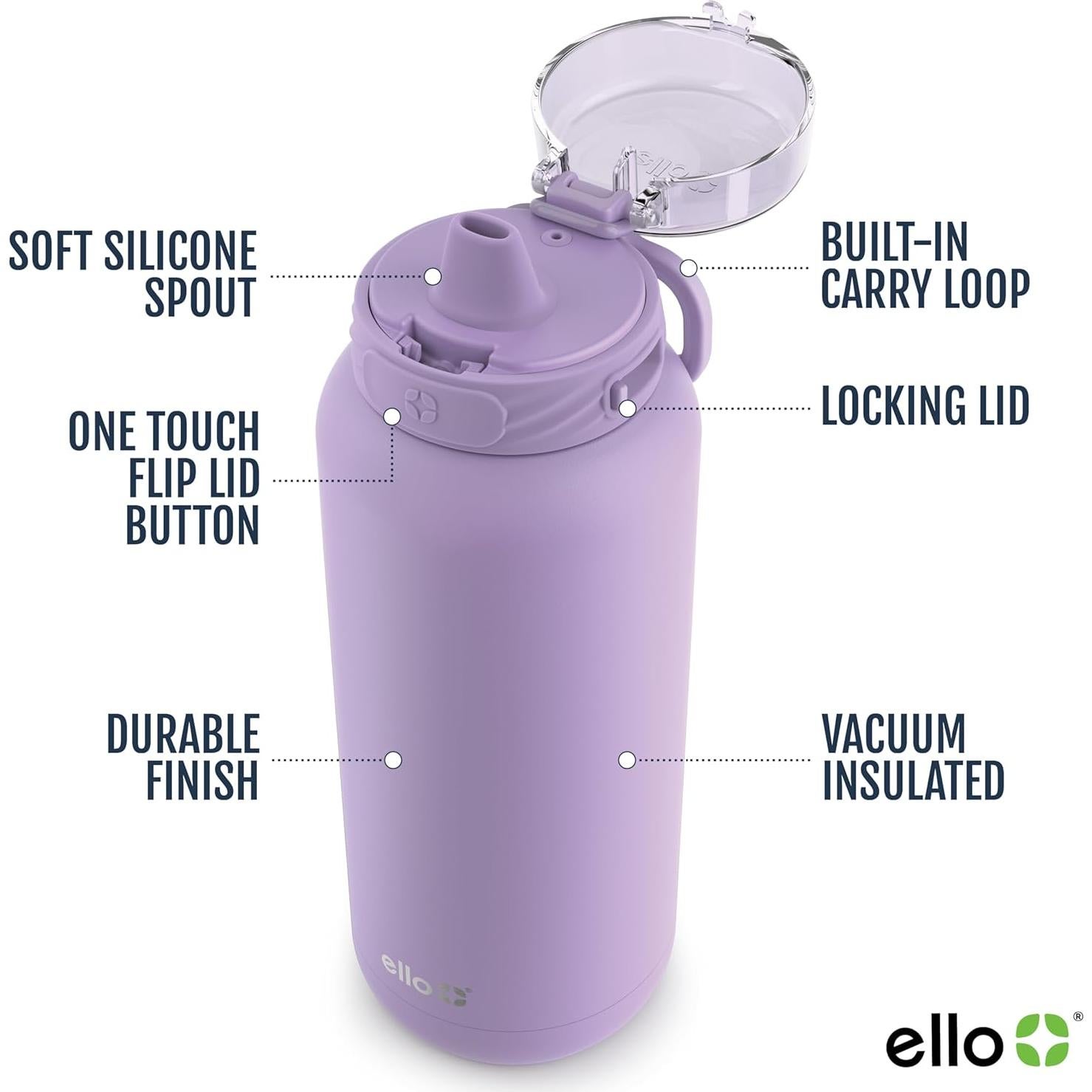 Botella de Agua Ello Cooper 650ml Acero Inoxidable Aislada