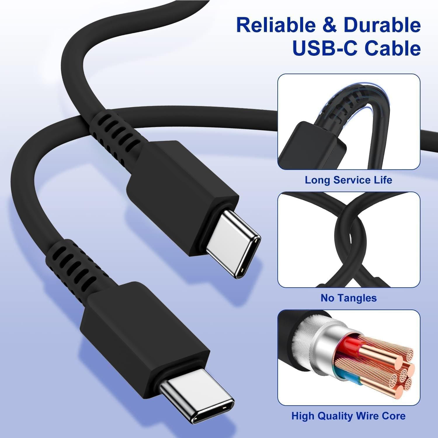 Cargador Rápido 45W Doble Puerto REUTIXUN + Cable USB C 3m/3m