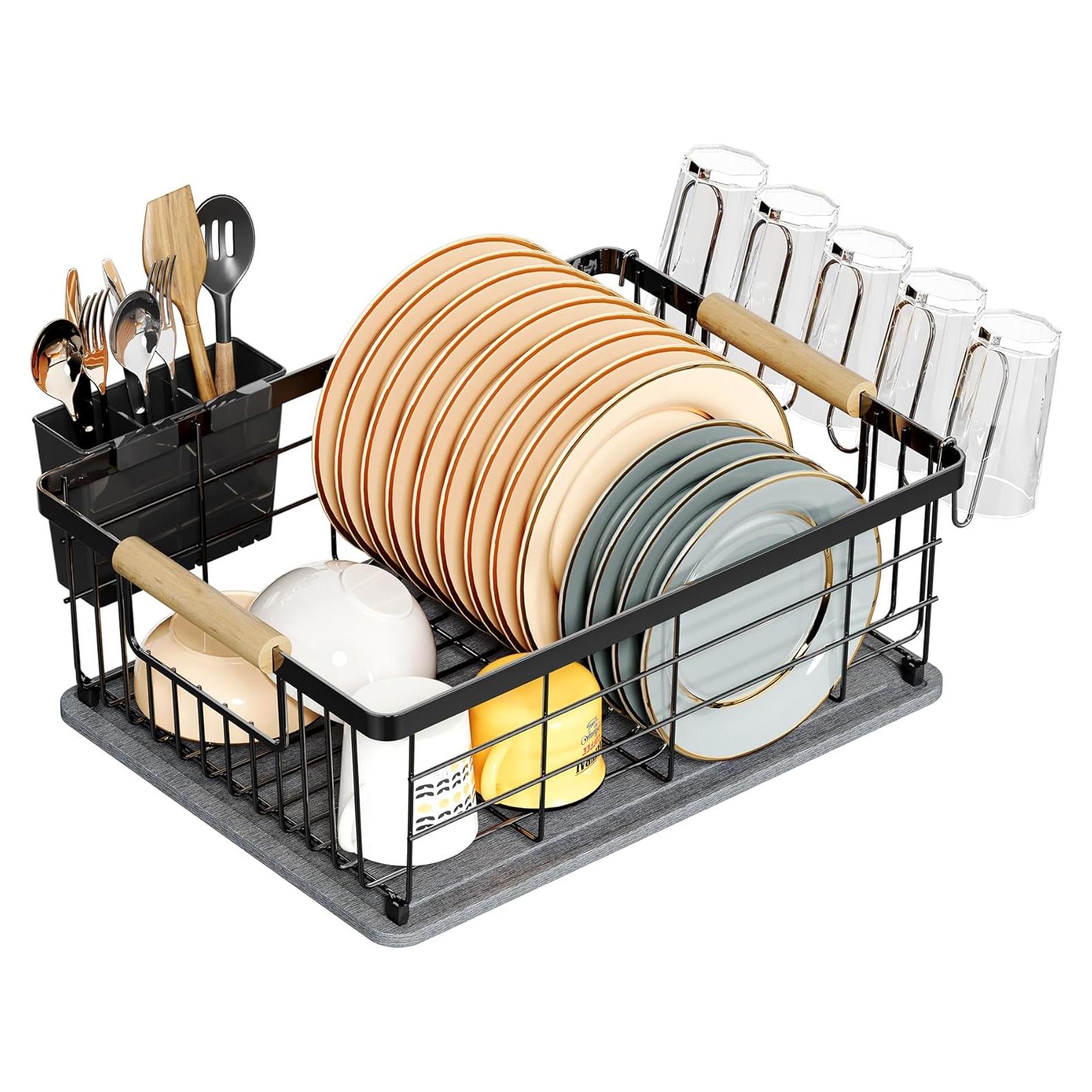 Escurridor de Platos Negro IBEDMAZIE 1 Nivel Diatomácea