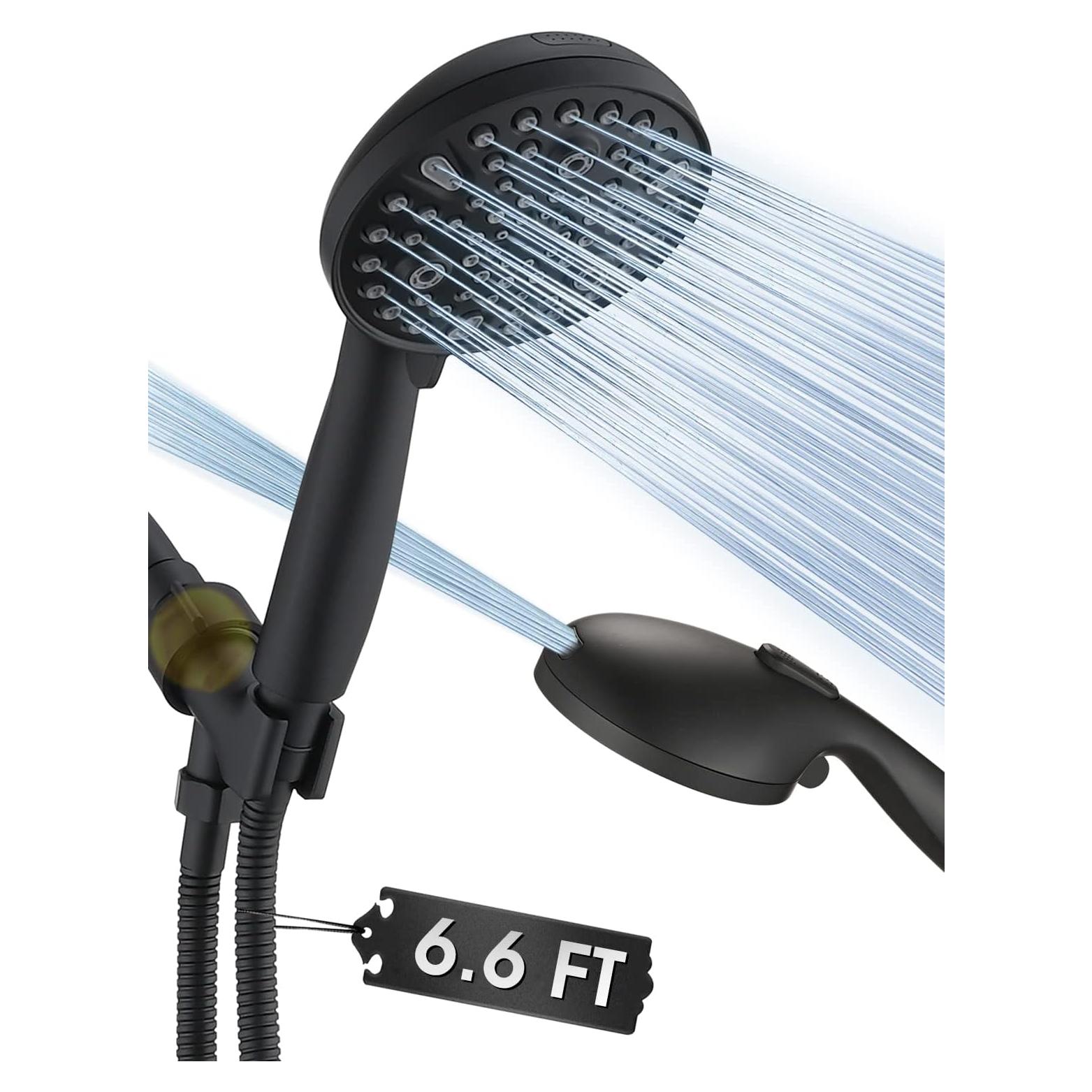 Cabezal de Ducha de Mano YASINU 10 Configuraciones 12.7 cm Negro