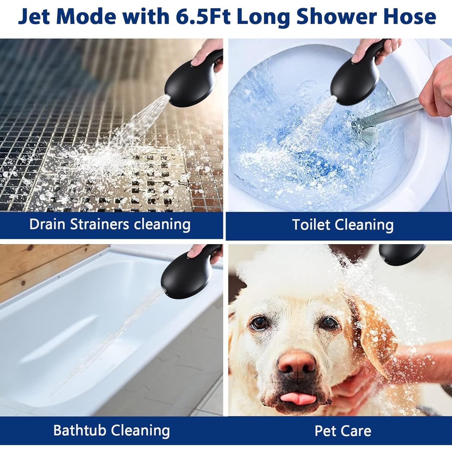 Cabezal de Ducha de Mano YASINU 10 Configuraciones 12.7 cm Negro