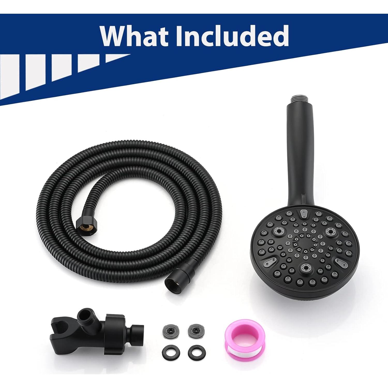 Cabezal de Ducha de Mano YASINU 10 Configuraciones 12.7 cm Negro