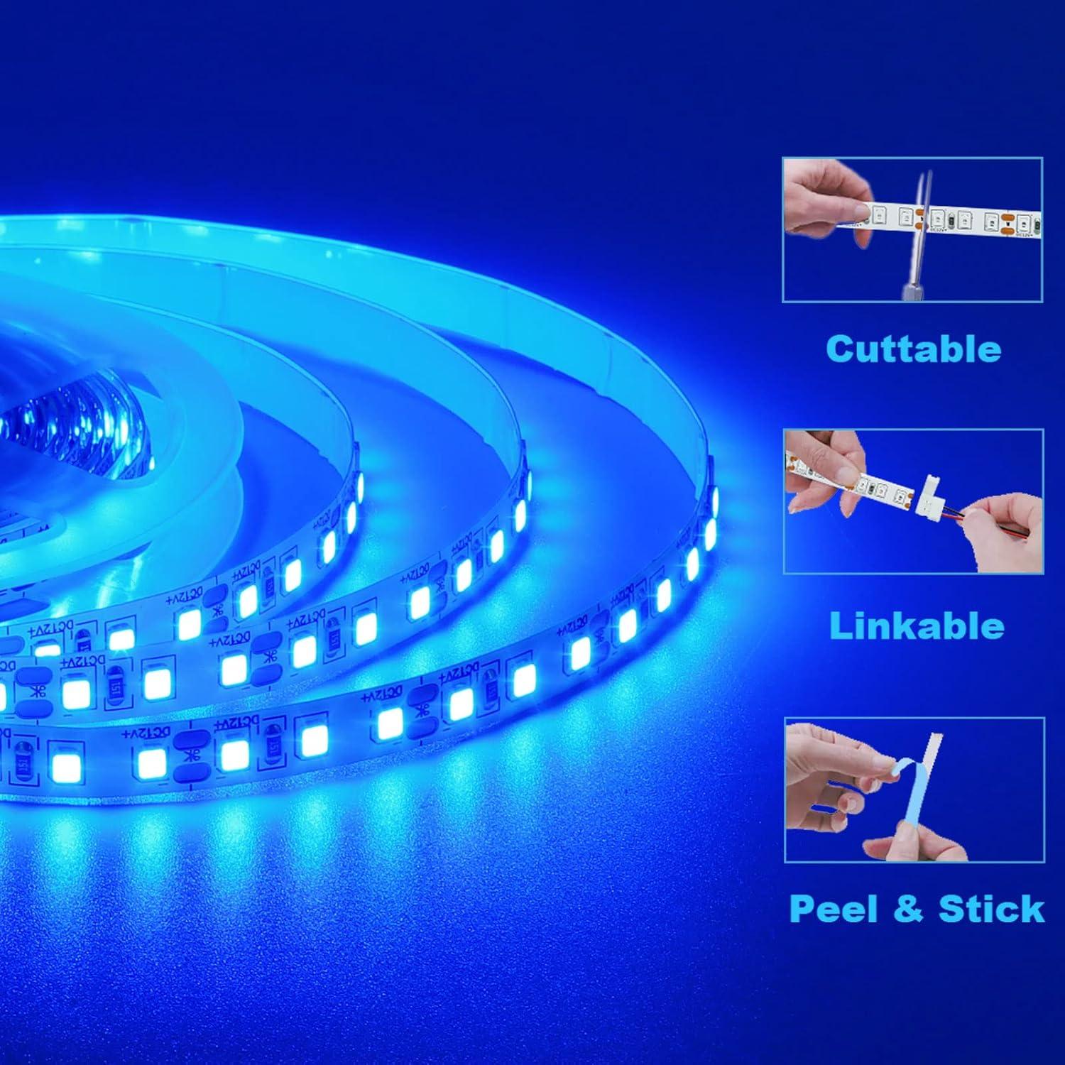 Tira LED 12V 5M Azul QX SMD2835 600 LEDs Alta Brillo