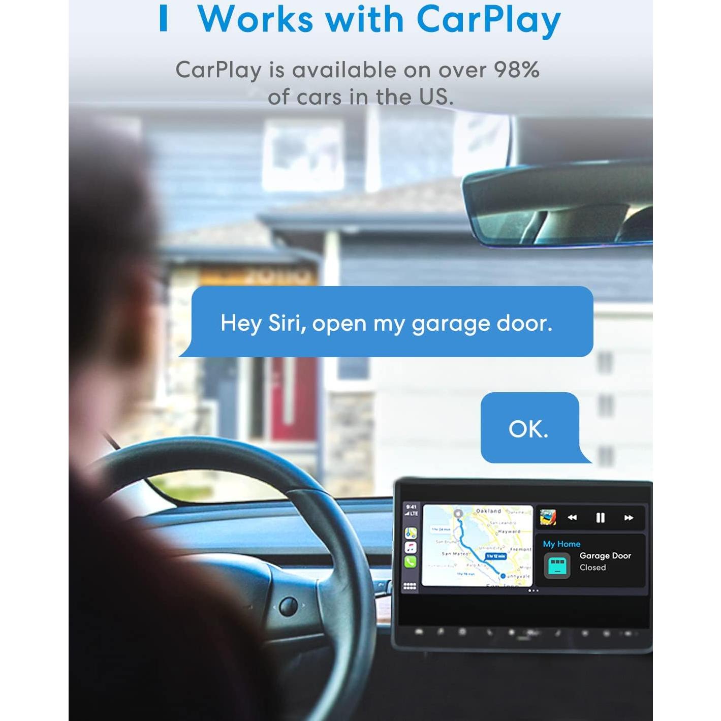 Controlador de Puerta de Garaje Inteligente Meross MSG200, Hasta 3 Puertas, Compatible con HomeKit, Alexa y Google