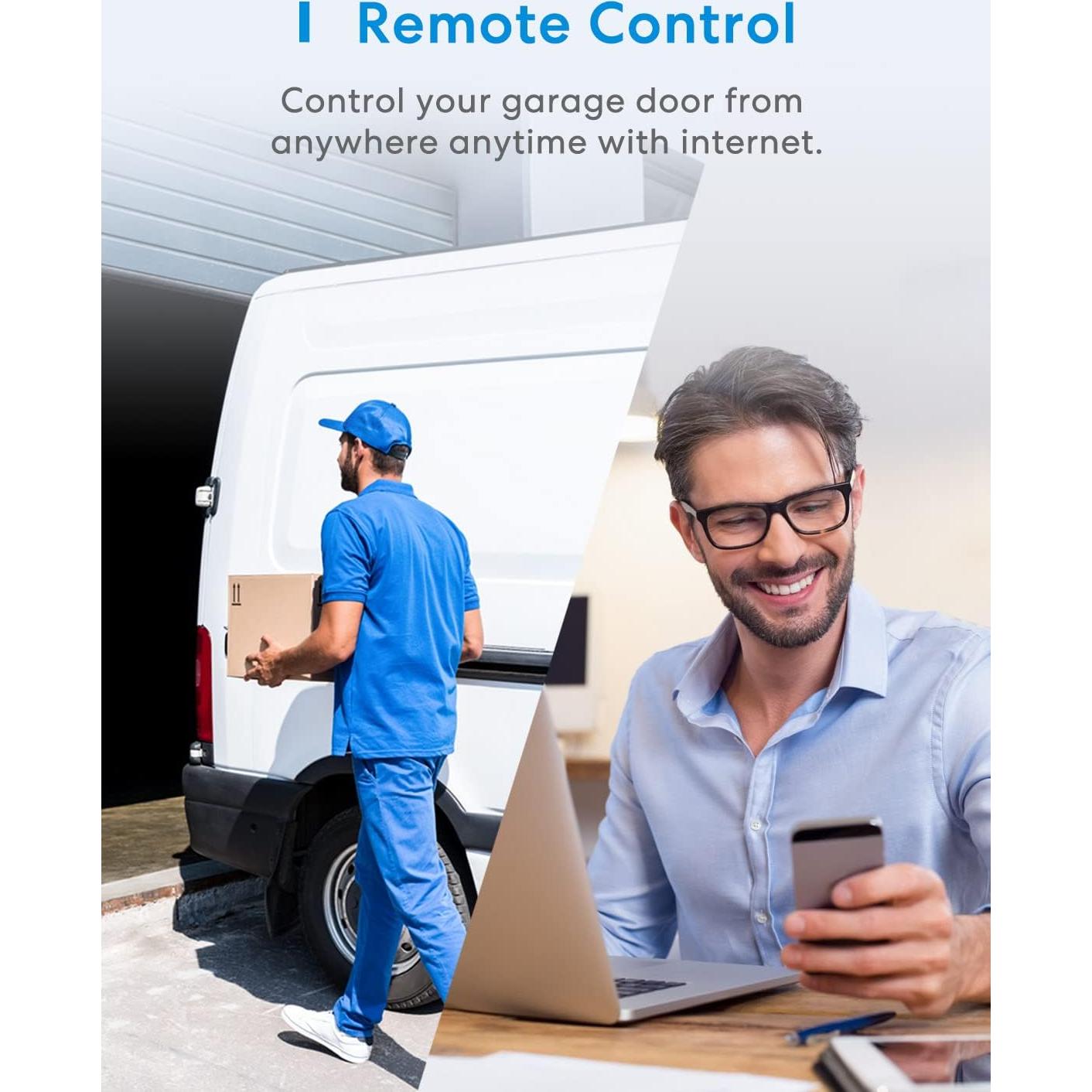 Controlador de Puerta de Garaje Inteligente Meross MSG200, Hasta 3 Puertas, Compatible con HomeKit, Alexa y Google