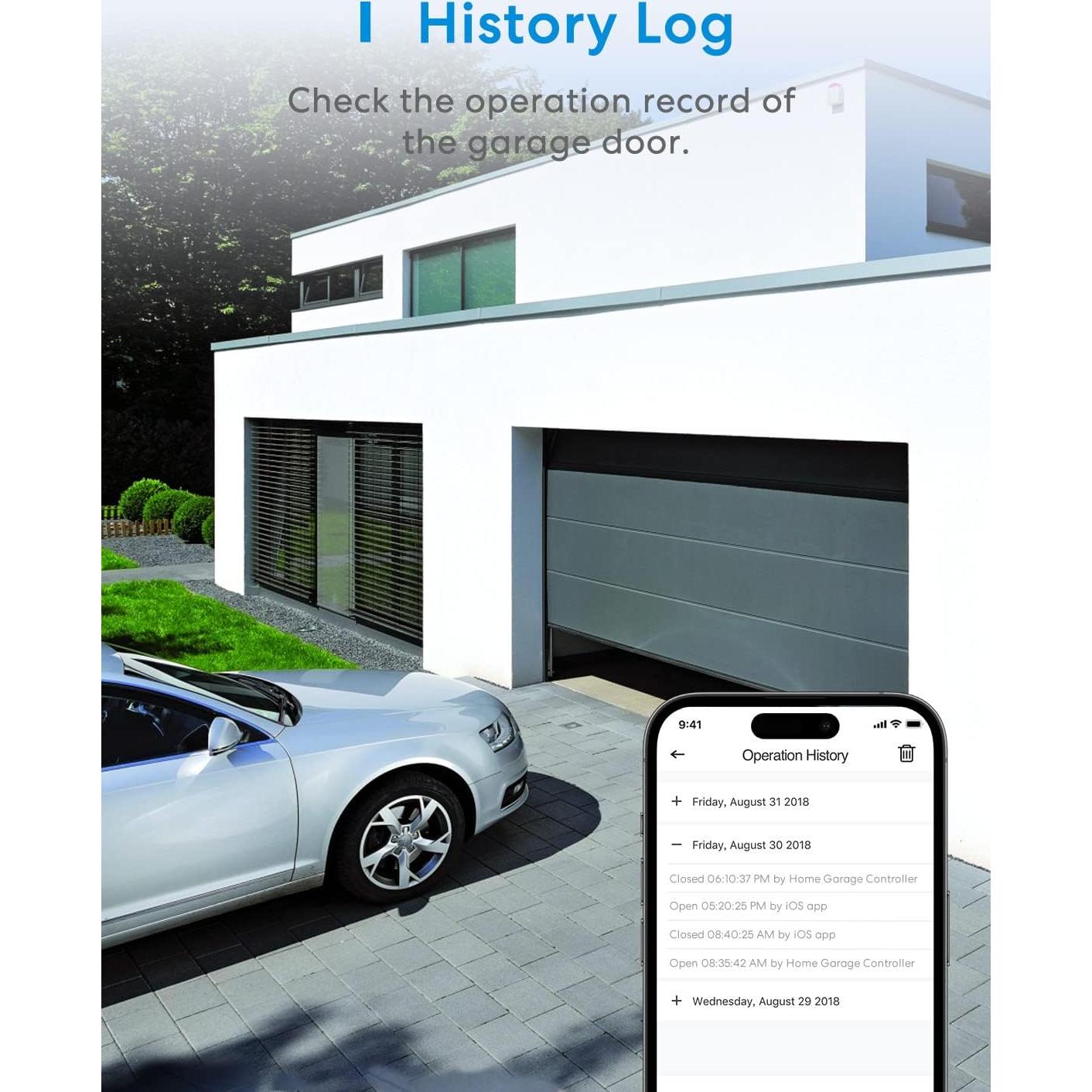 Controlador de Puerta de Garaje Inteligente Meross MSG200, Hasta 3 Puertas, Compatible con HomeKit, Alexa y Google