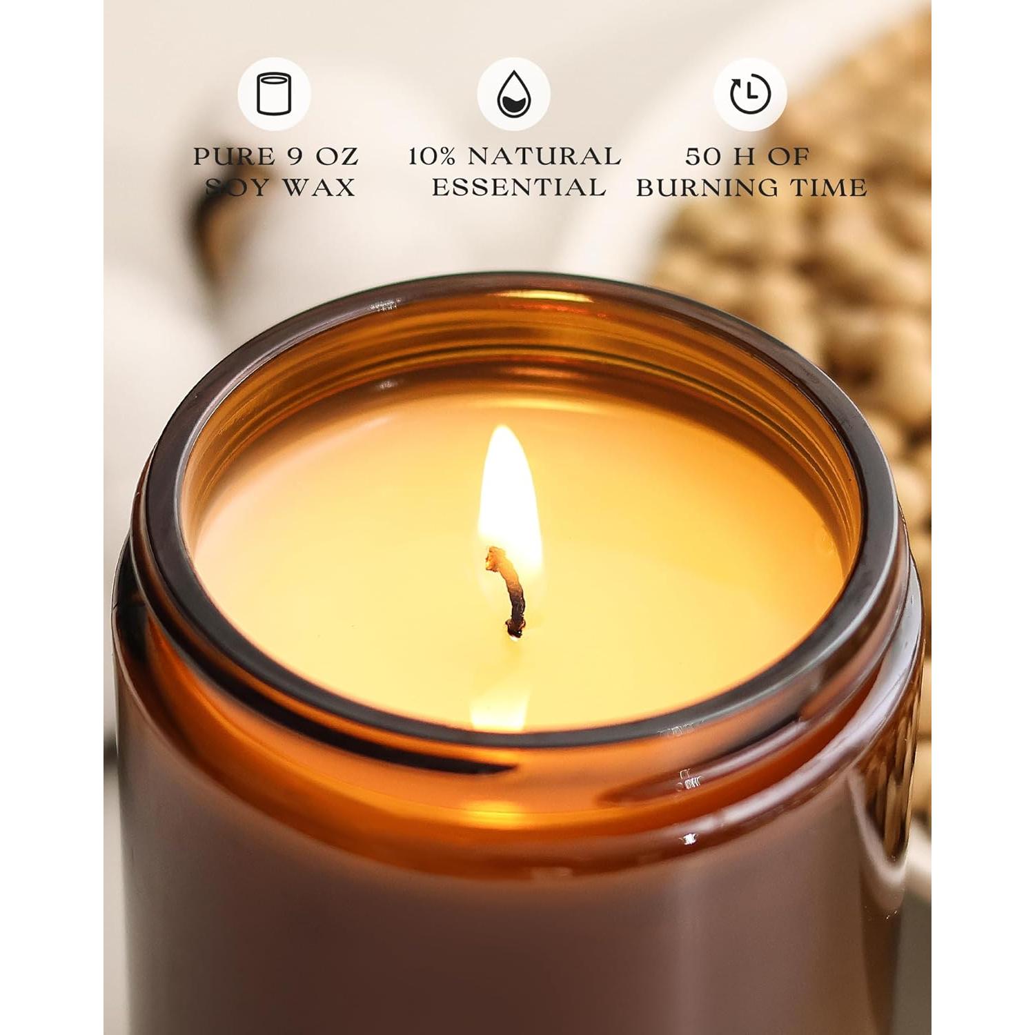 Vela Aromática de Soja AOOVOO 9 oz Canela y Manzana