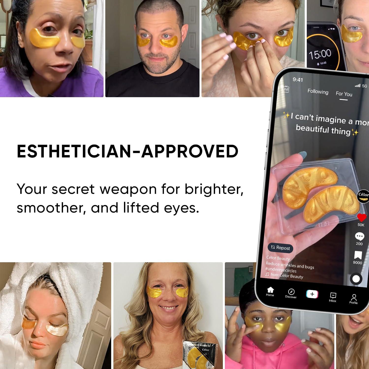 Parches para Ojos Célor - 20 Pares Hidratantes Oro