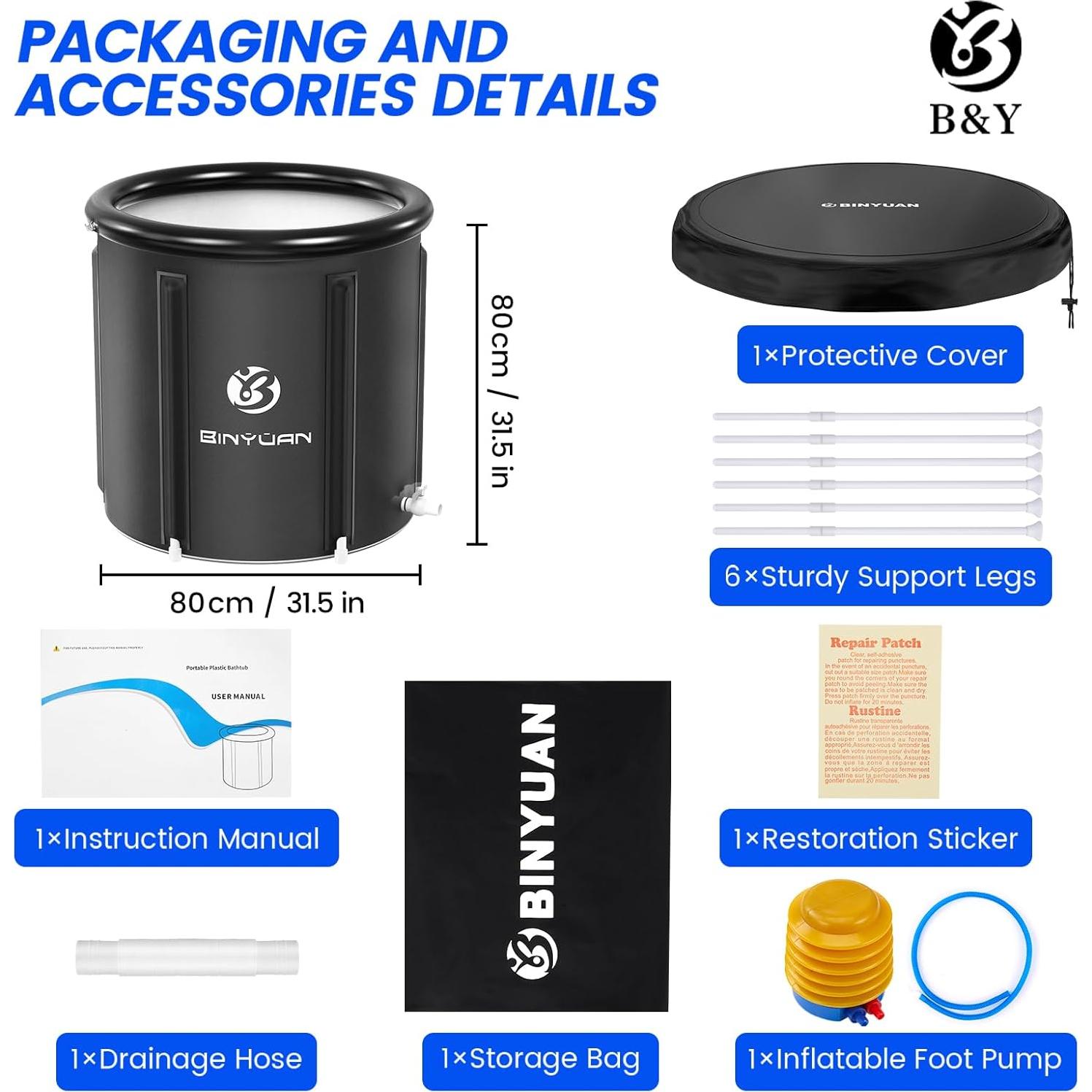 Bañera de Hielo B&Y Inflable 400L para Recuperación