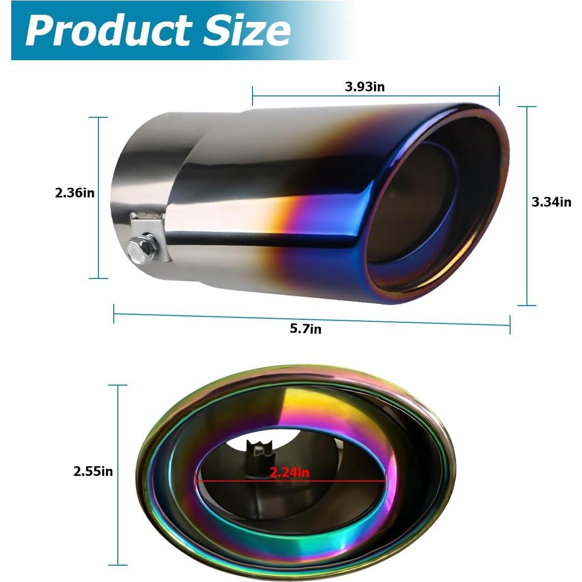 Punta de Escape Automotriz KHGUZ Acero Inoxidable Azul 14cm