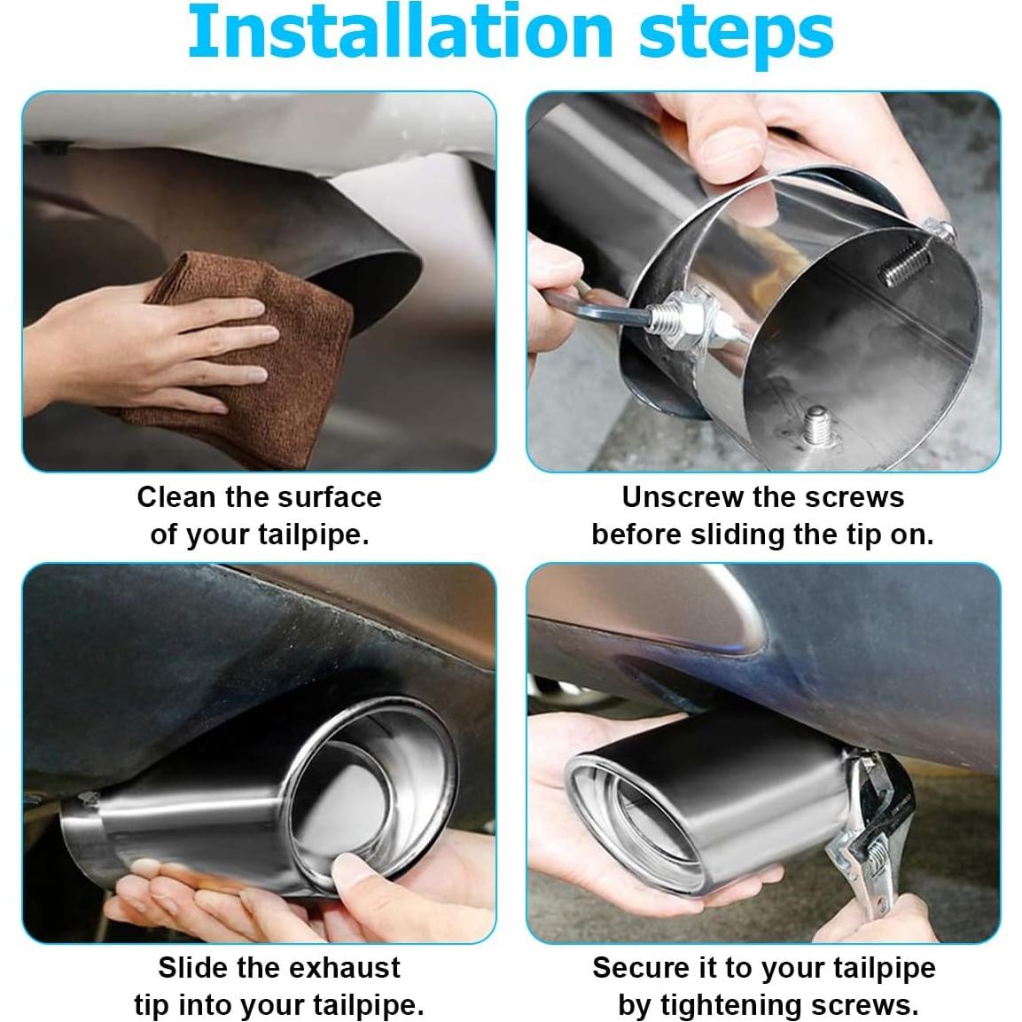 Punta de Escape Automotriz KHGUZ Acero Inoxidable Azul 14cm