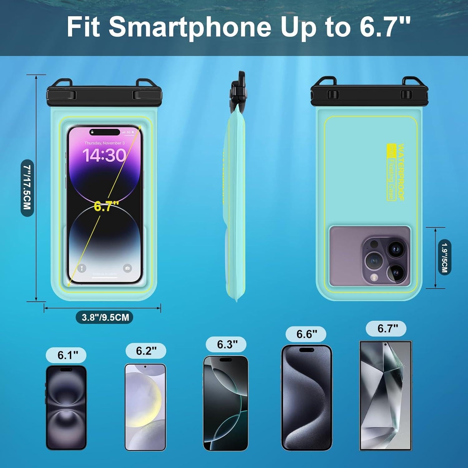 Funda impermeable flotante Razobws para teléfonos hasta 6.7''