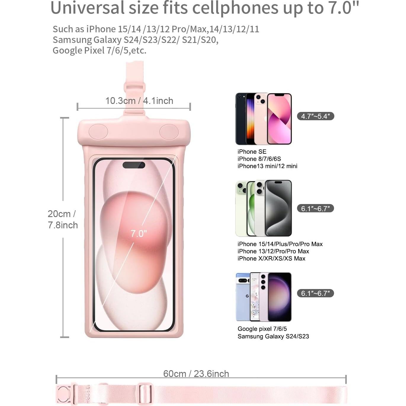 Wellhouse Funda Impermeable 3D para Teléfono hasta 7" - Rosa