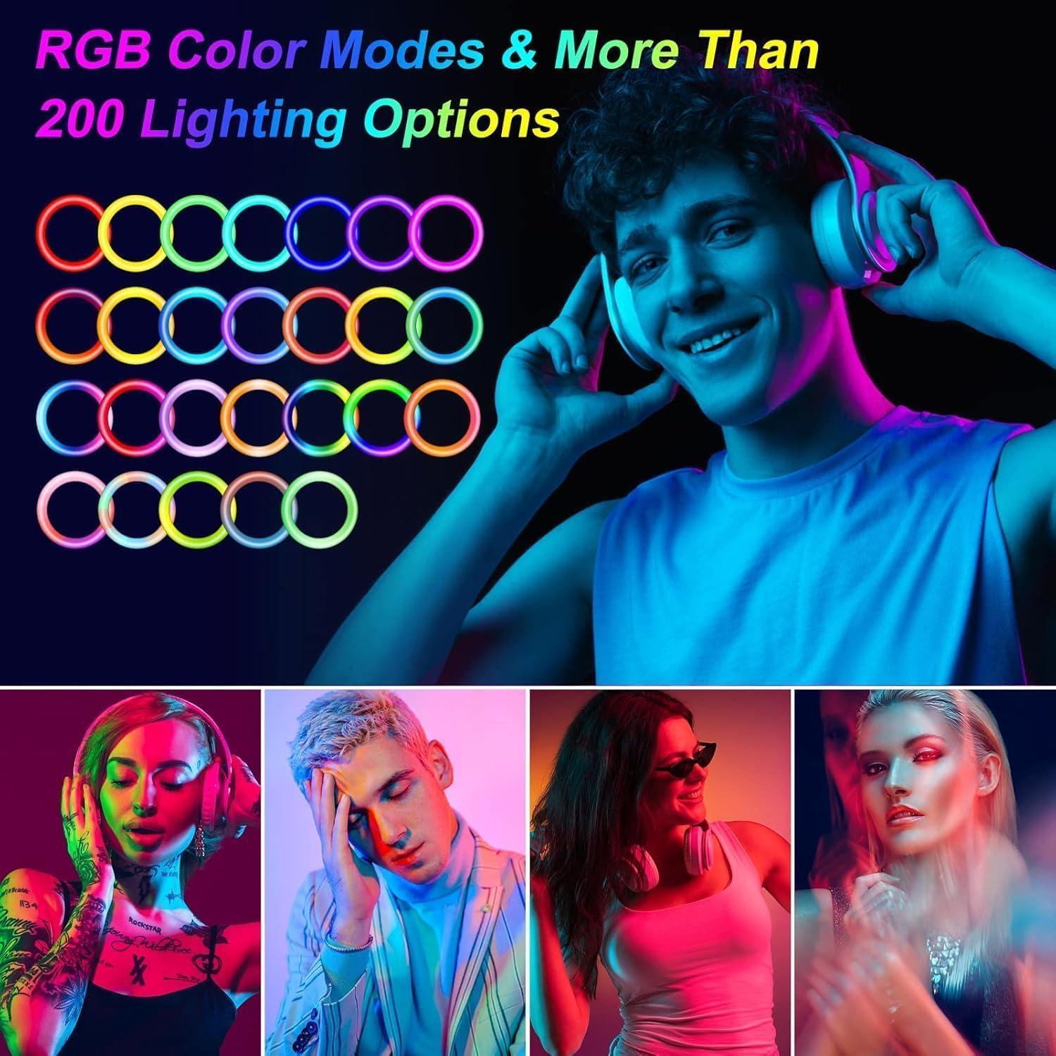 Luz de Anillo RGB 26.2 cm WisaKey con Trípode Ajustable 160 cm