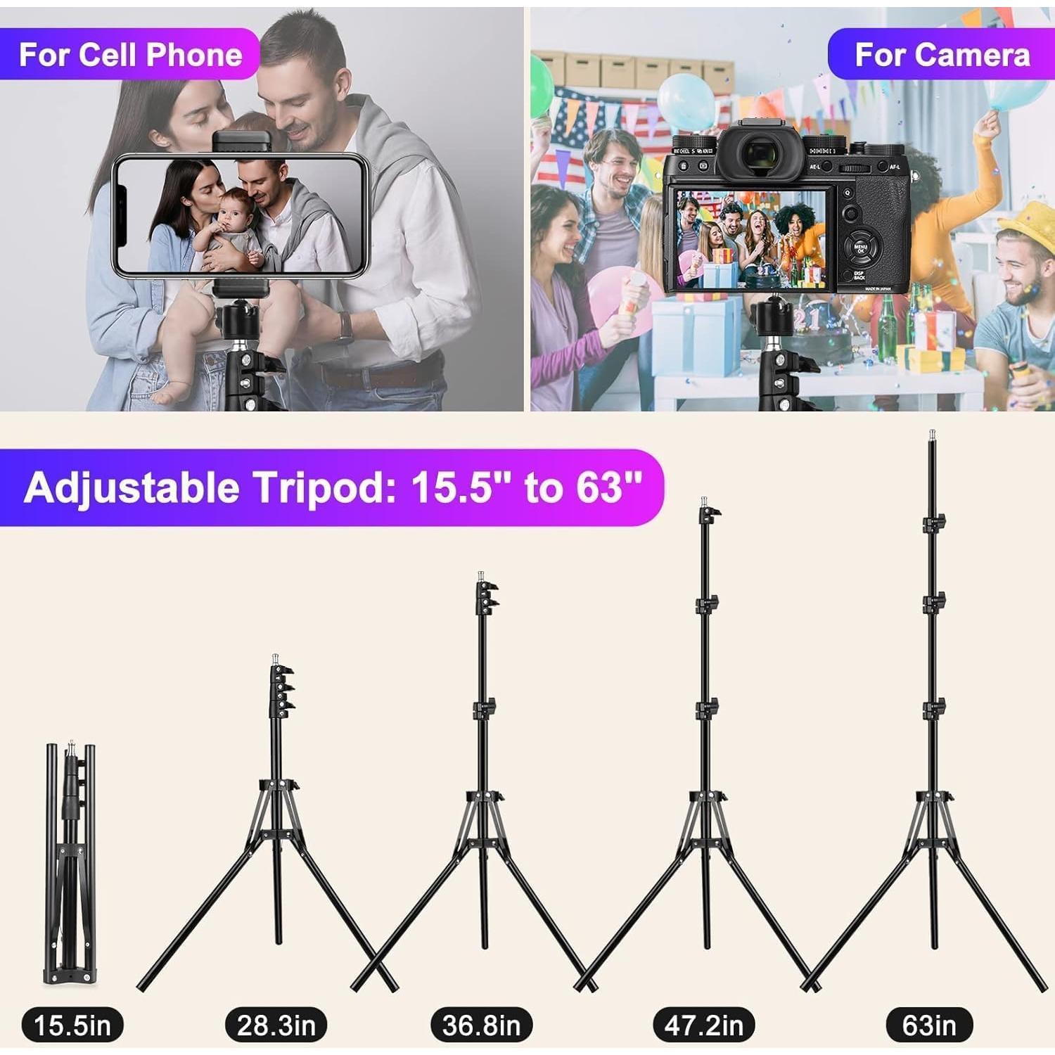 Luz de Anillo RGB 26.2 cm WisaKey con Trípode Ajustable 160 cm