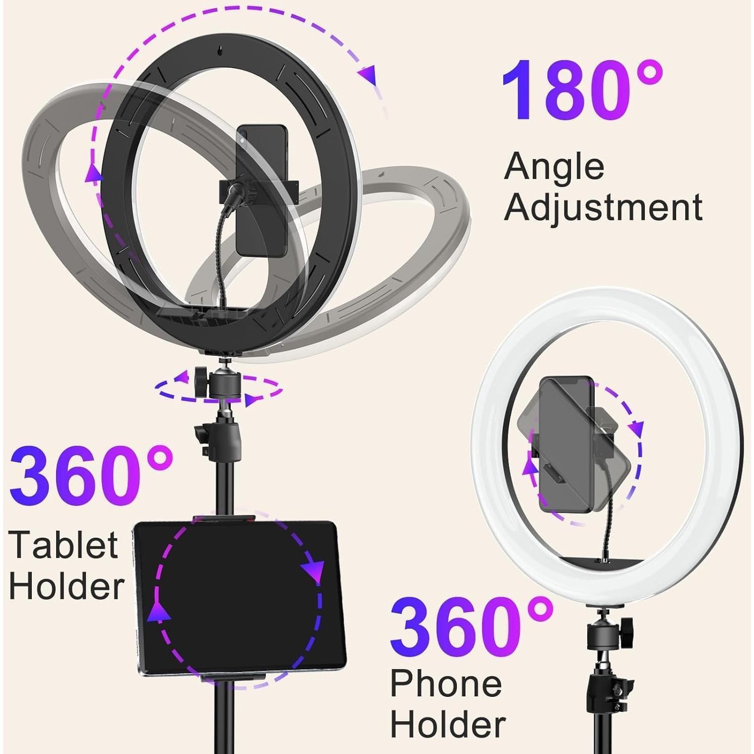 Luz de Anillo RGB 26.2 cm WisaKey con Trípode Ajustable 160 cm