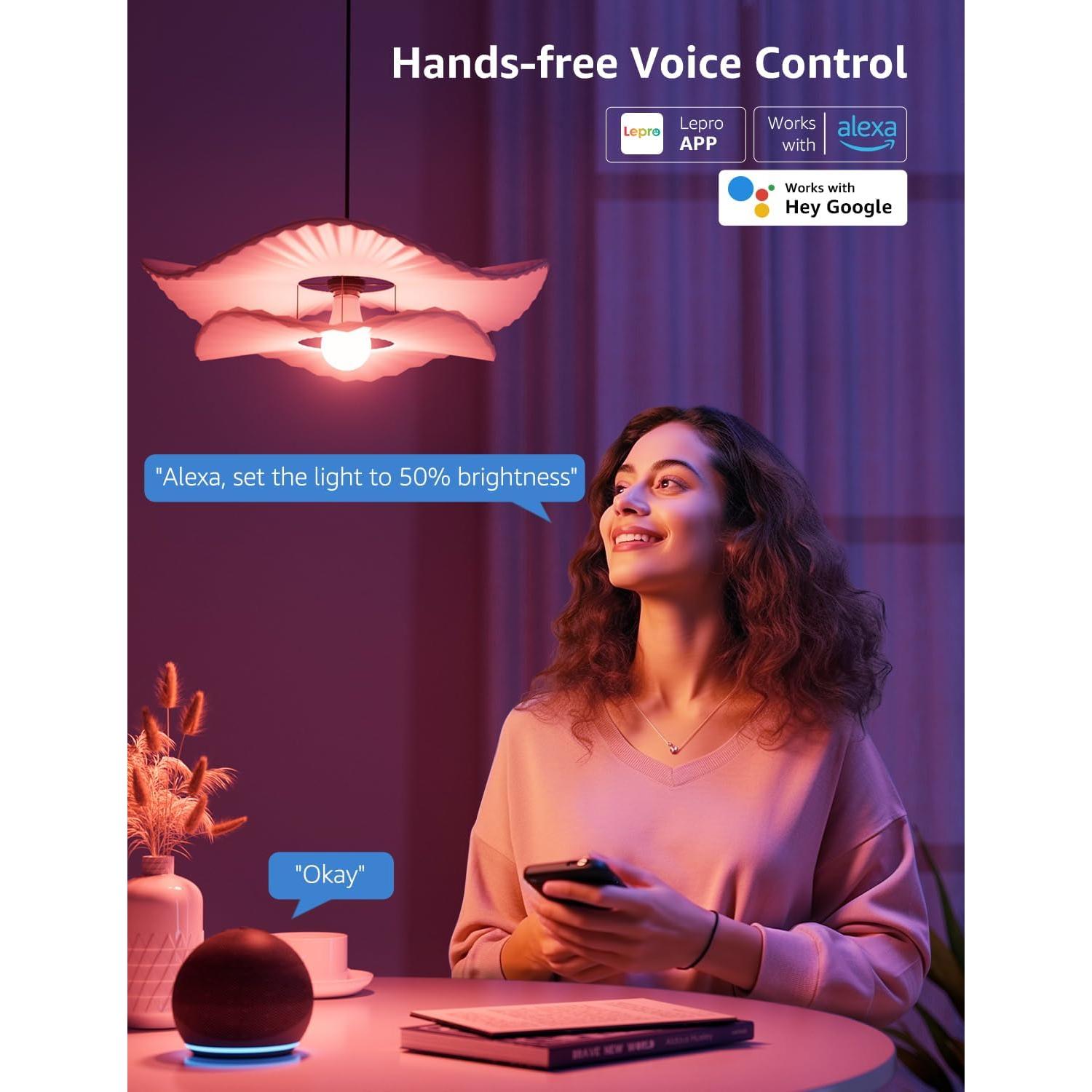 Bombillas Inteligentes Lepro B2 AI - 1100LM RGBWW, Paquete de 2