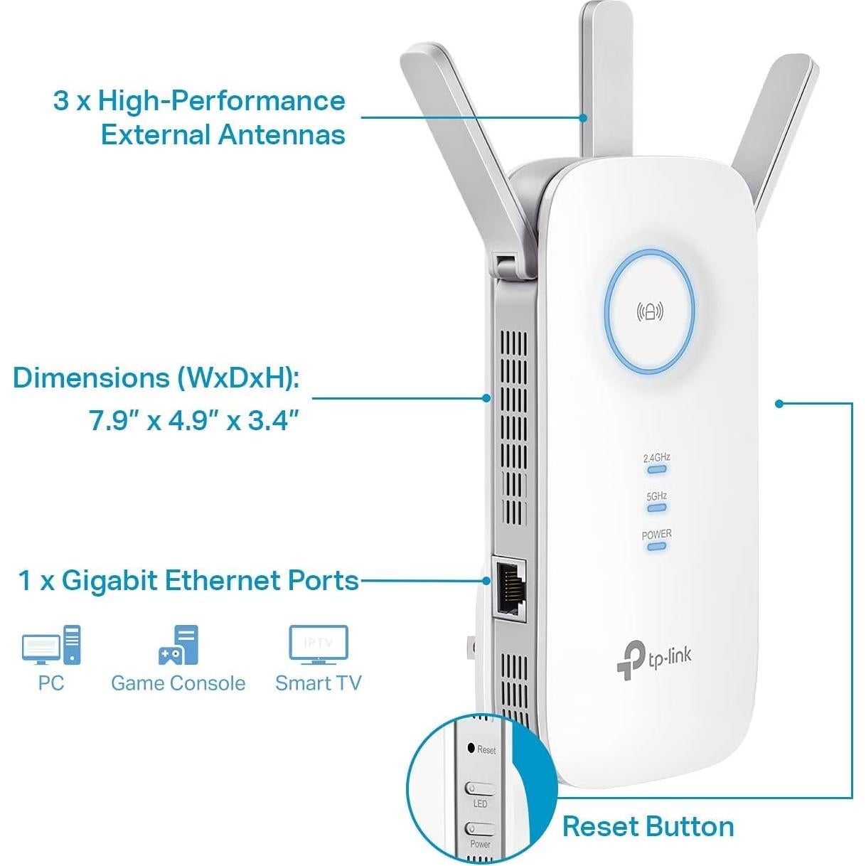 Extensor de Rango WiFi TP-Link RE550 AC1900 Doble Banda