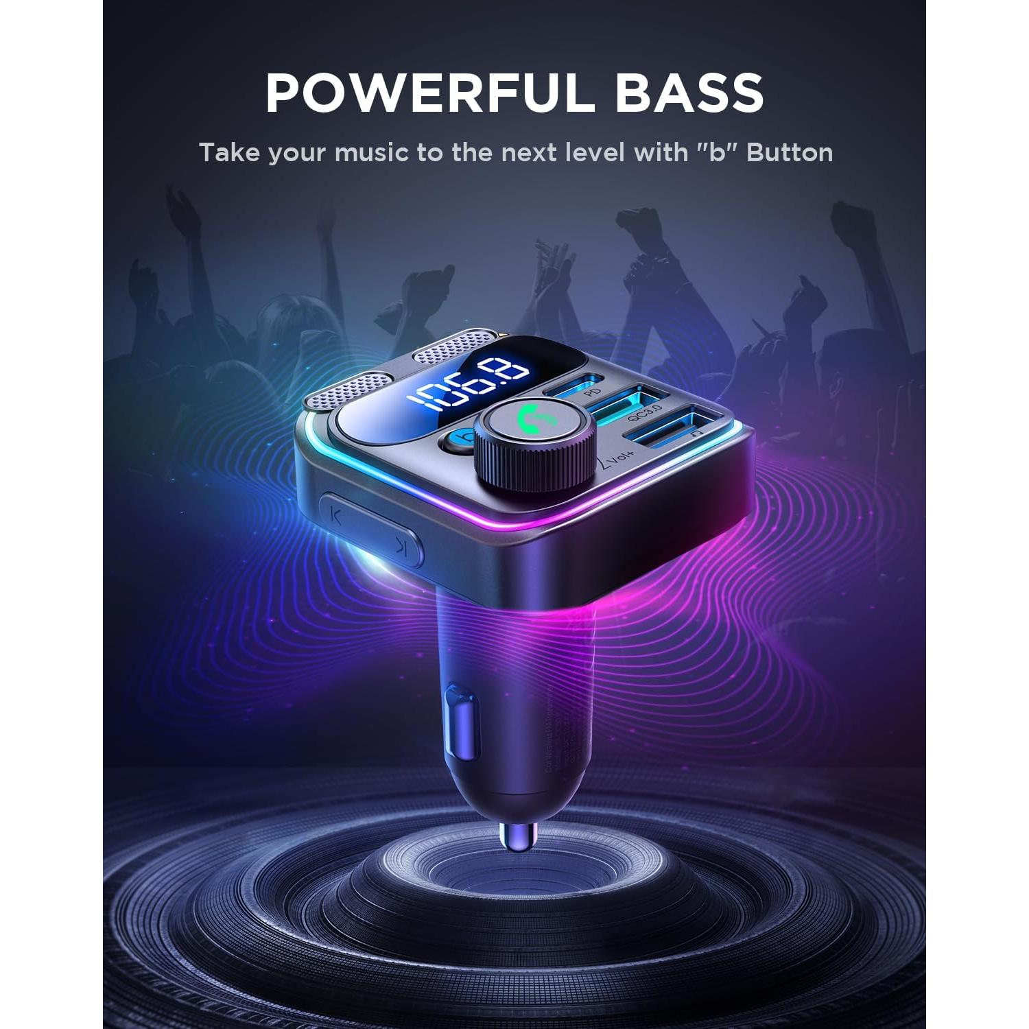 Transmisor FM Bluetooth 5.4 JOYROOM JR-CCB01 Cargador USB 81W